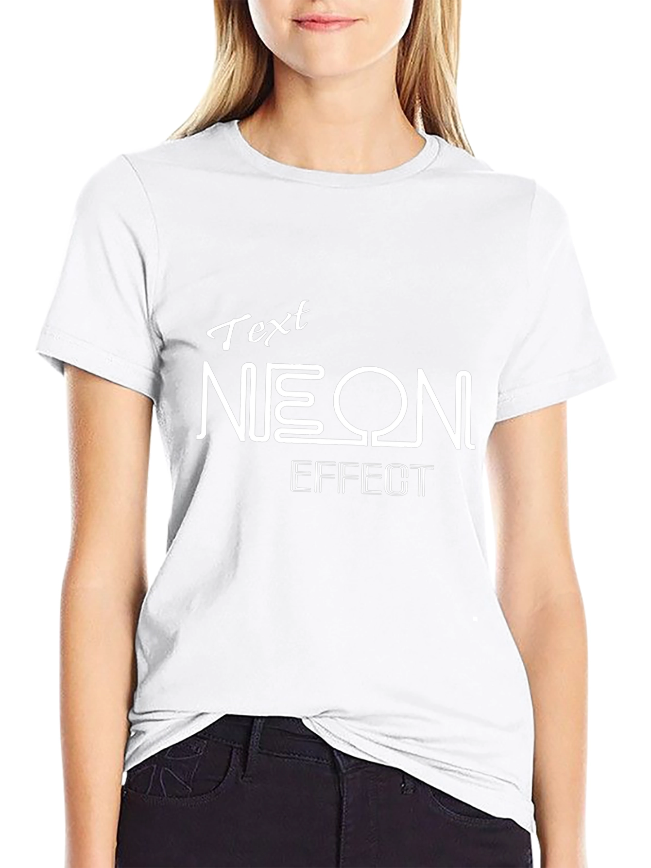 Neon Effect Graphic Black T-Shirt