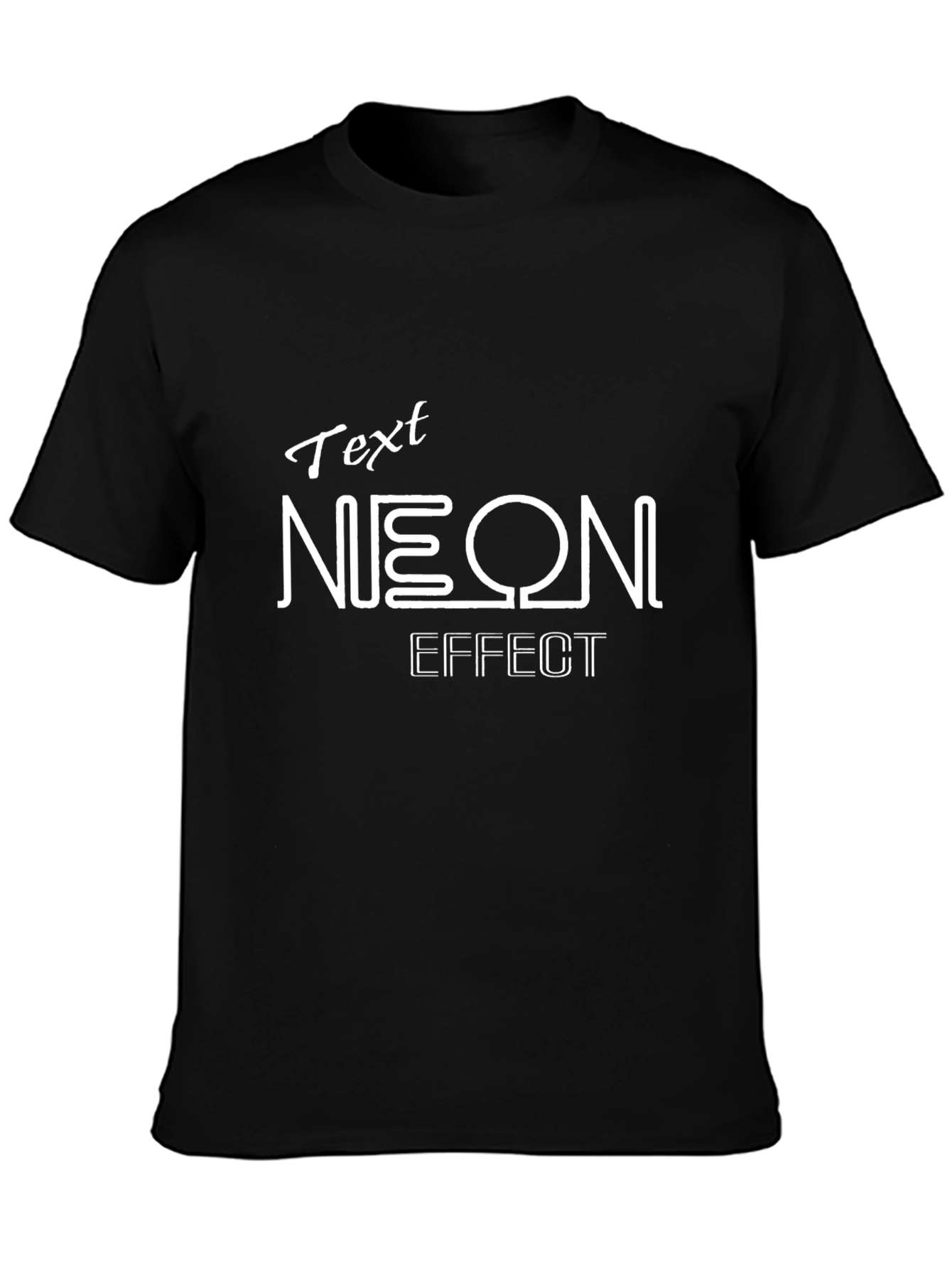 Neon Effect Graphic Black T-Shirt