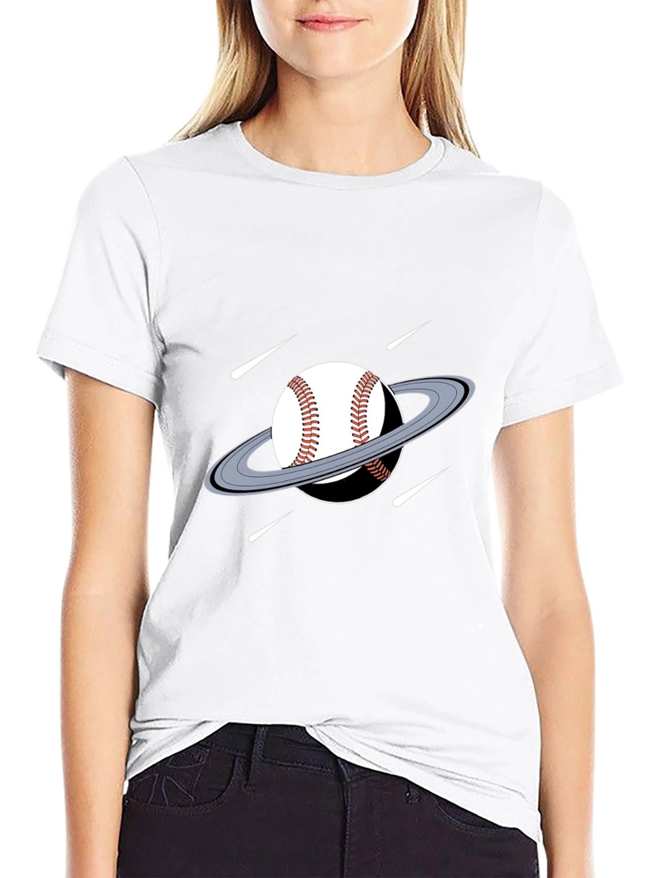 Baseball Planet Black T-Shirt Novelty Graphic Tee