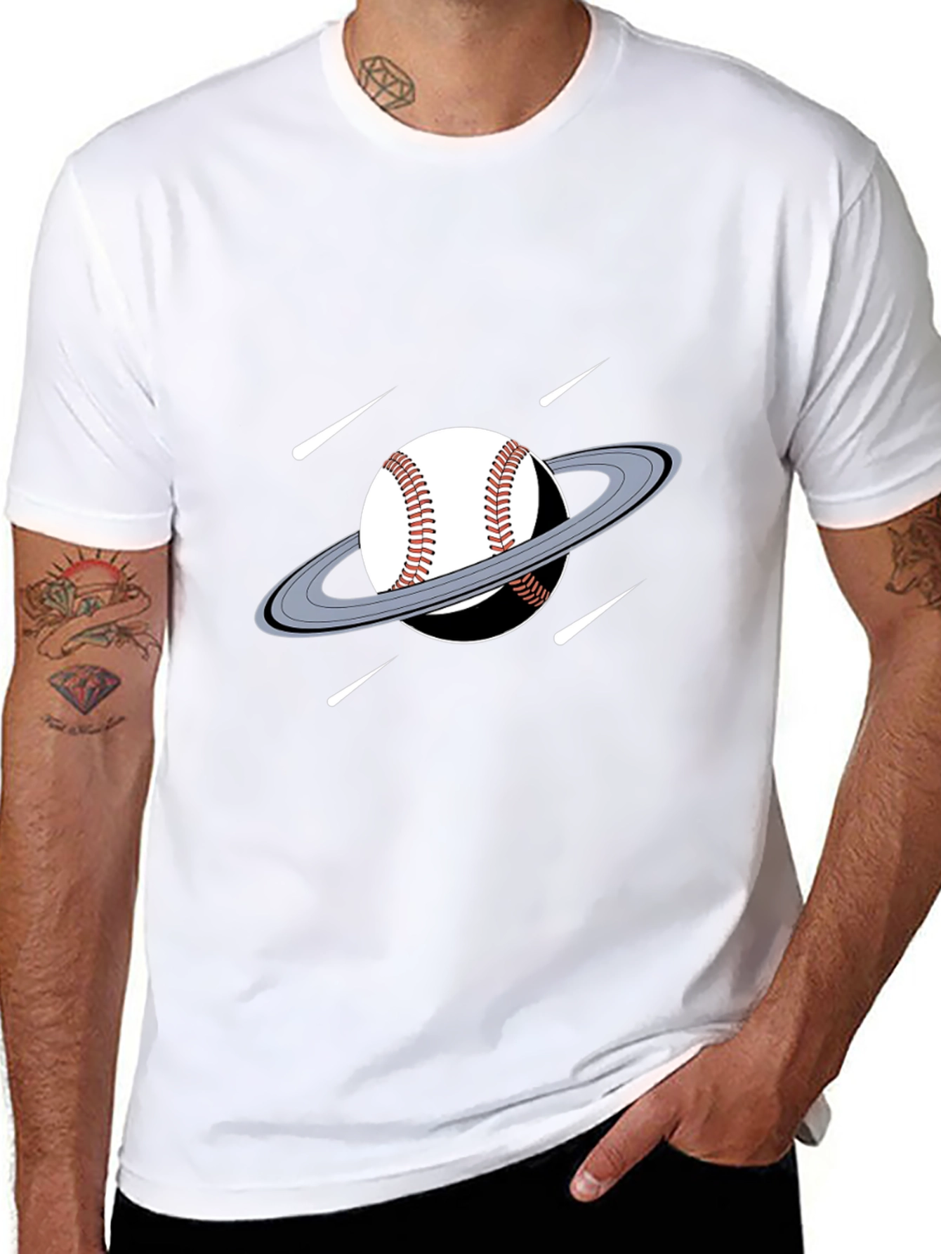 Baseball Planet Black T-Shirt Novelty Graphic Tee