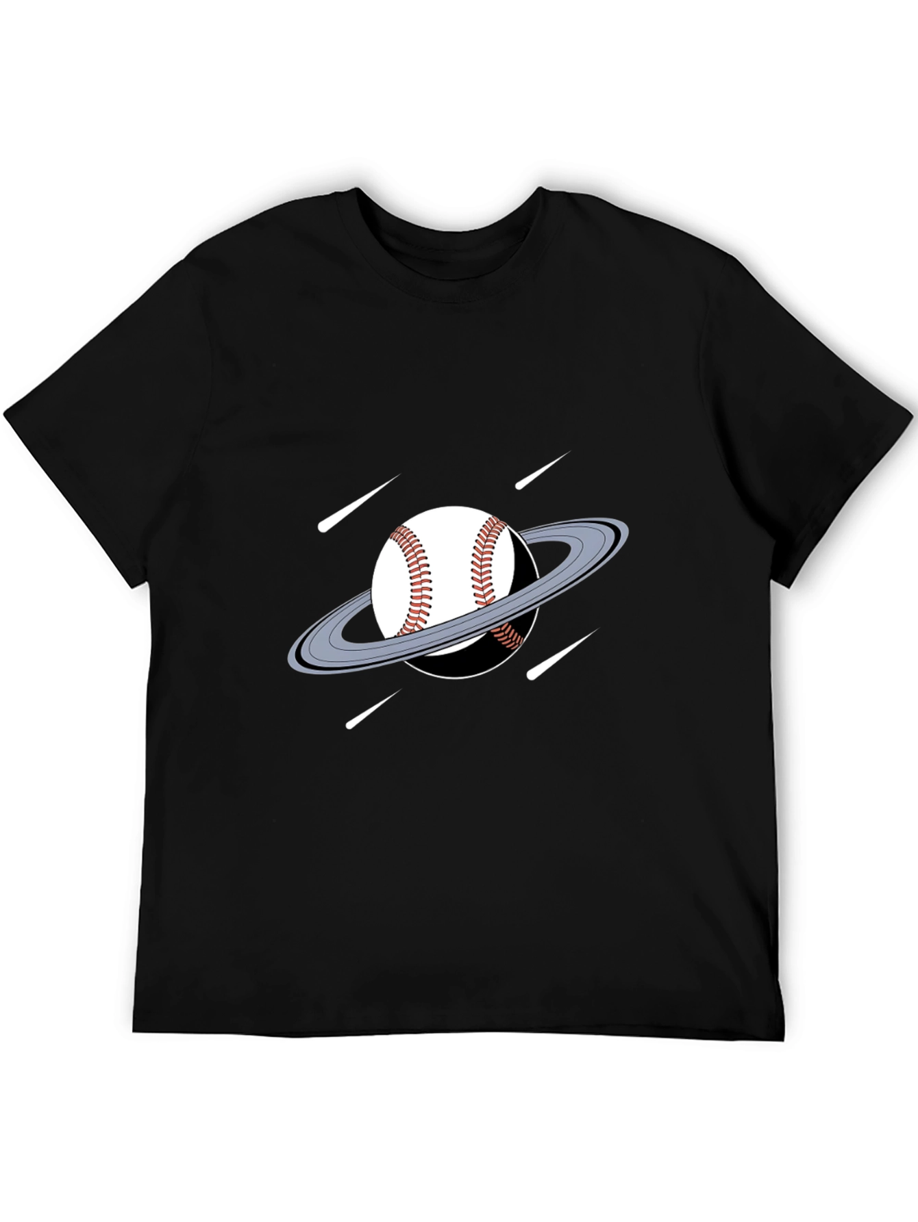 Baseball Planet Black T-Shirt Novelty Graphic Tee