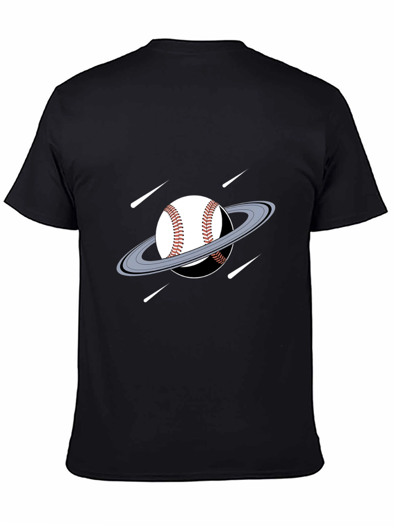 Baseball Planet Black T-Shirt Novelty Graphic Tee