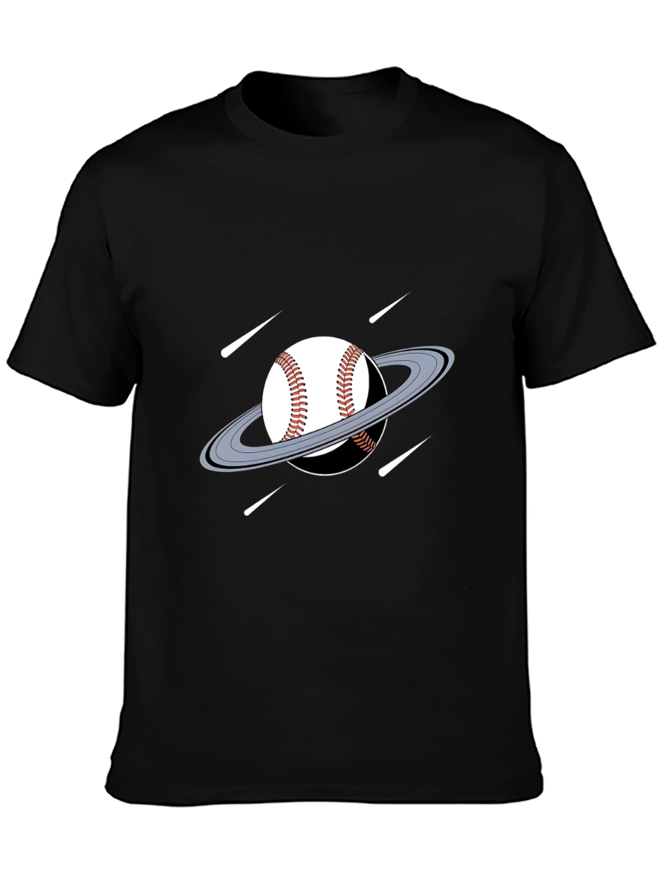 Baseball Planet Black T-Shirt Novelty Graphic Tee