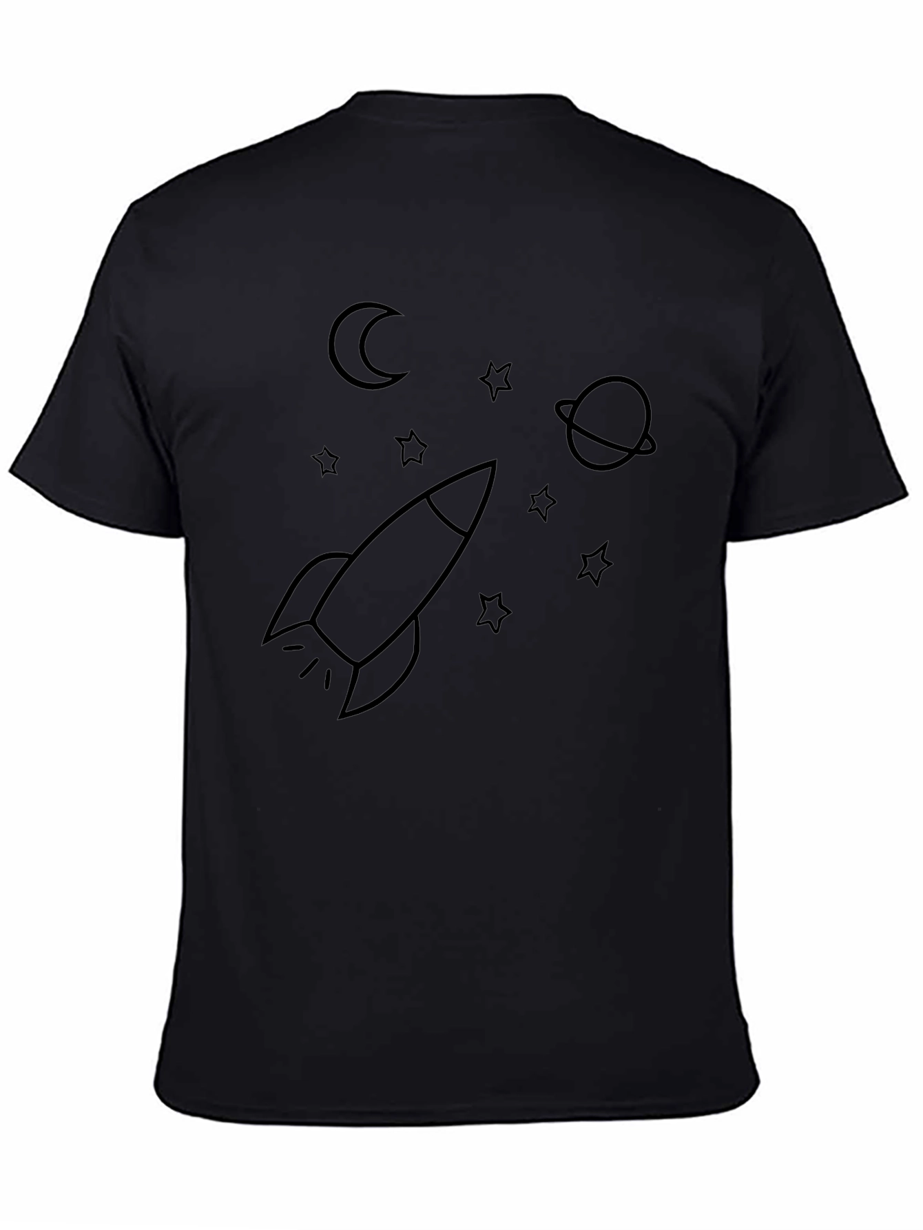 Space Rocket T-Shirt - Black Graphic Tee
