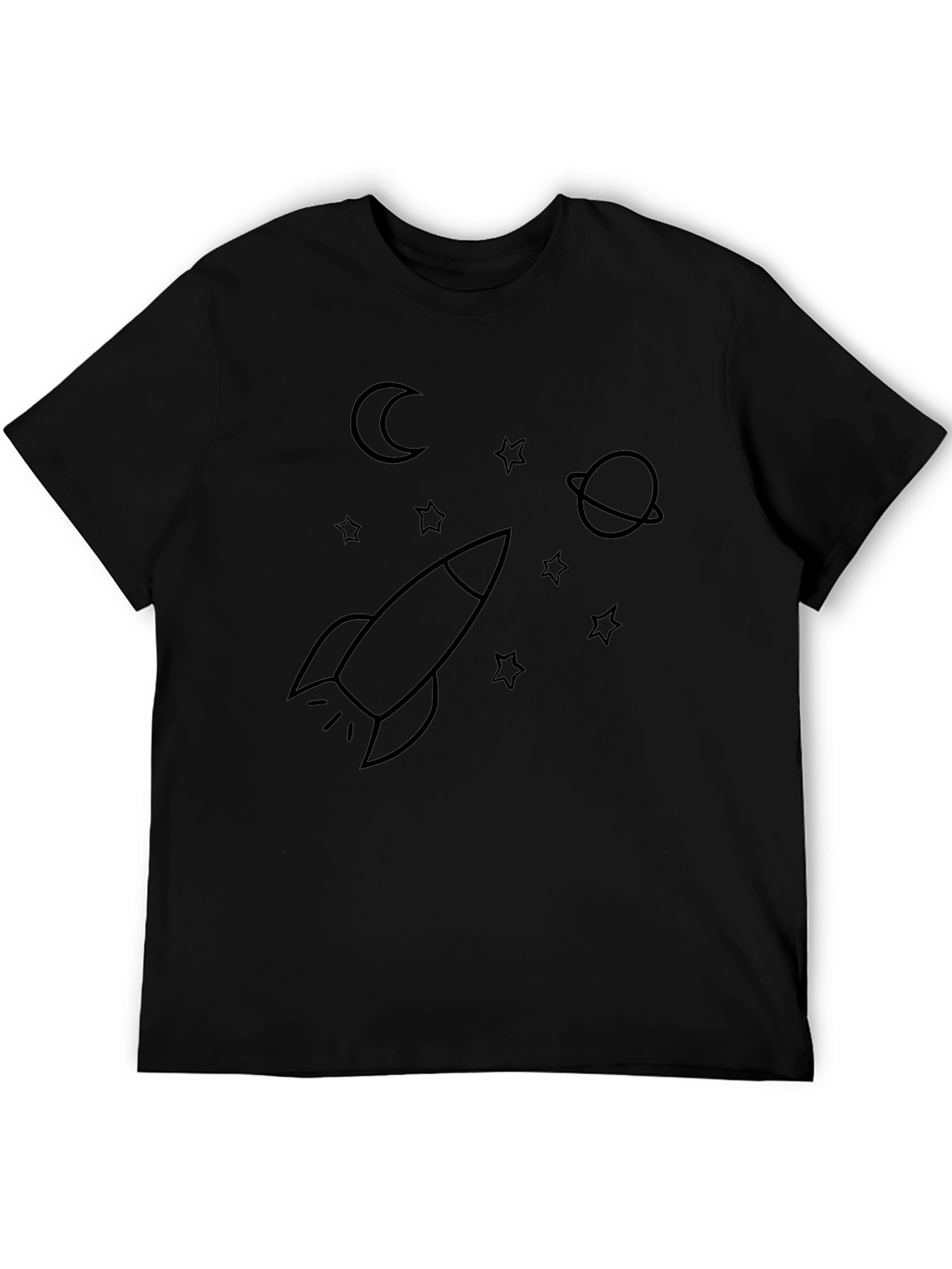 Space Rocket T-Shirt - Black Graphic Tee