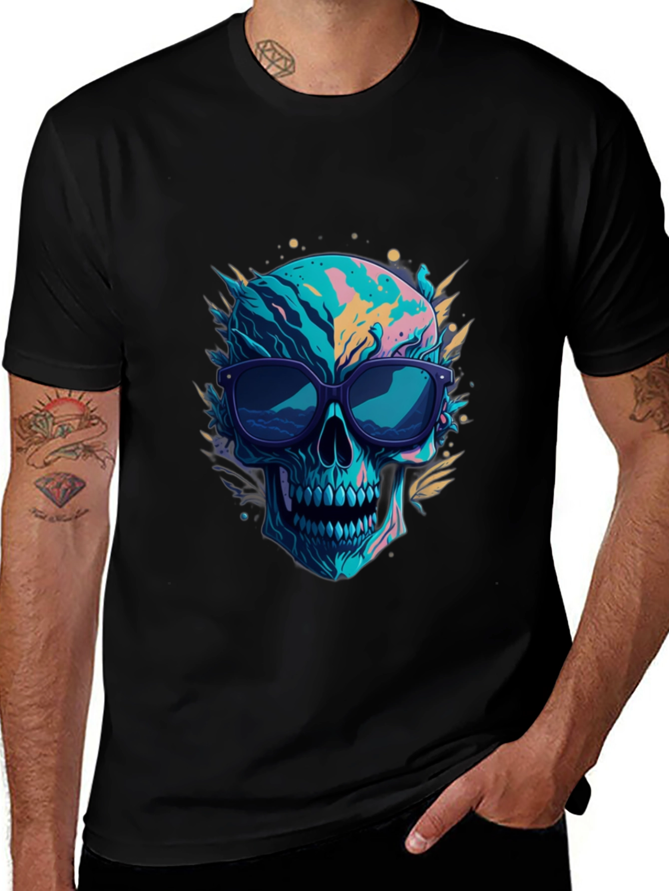 Skull Graphic Tee - Cool Sunglasses Design