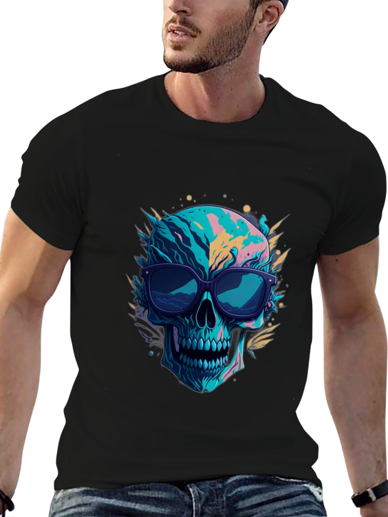 Skull Graphic Tee - Cool Sunglasses Design