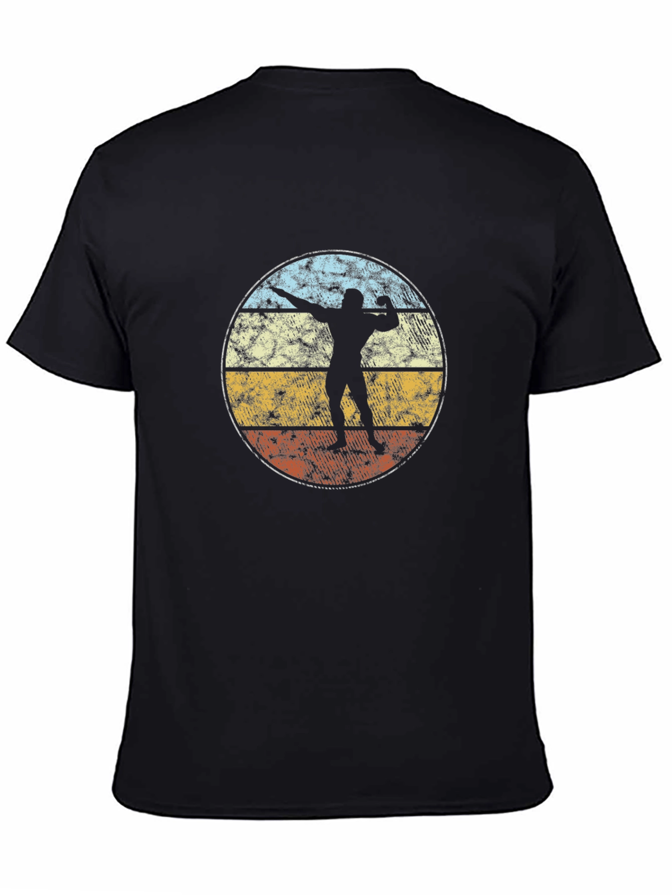 Retro Shot Put T-Shirt - Black Graphic Tee