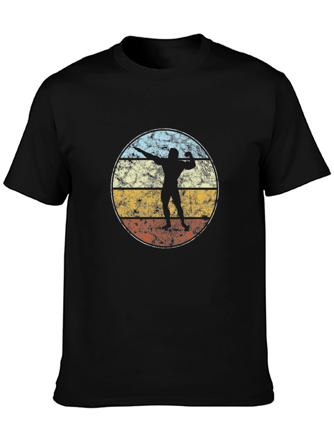 Retro Shot Put T-Shirt - Black Graphic Tee