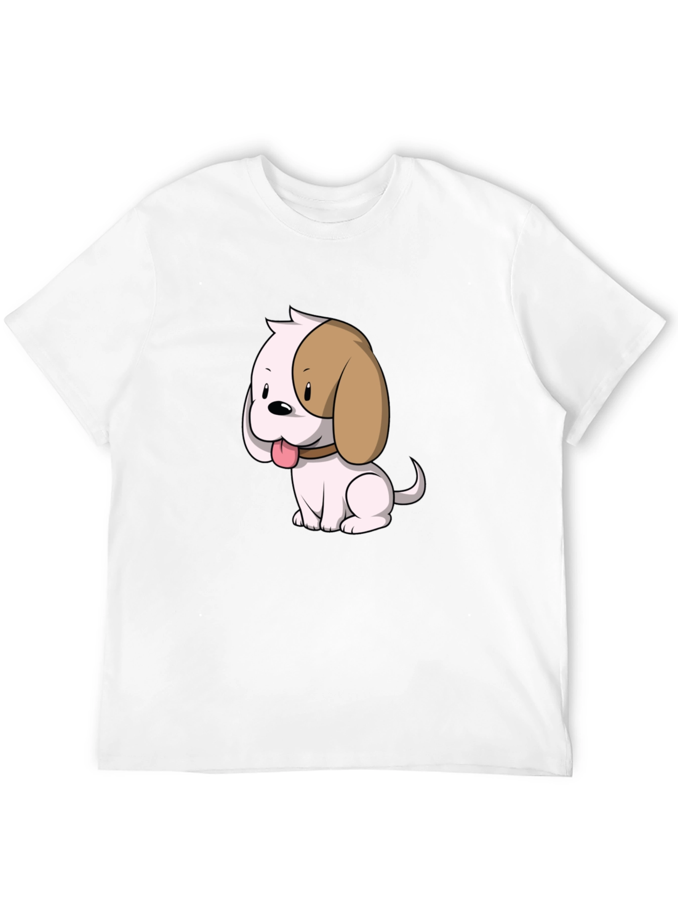 Cute Cartoon Puppy Dog Graphic T-Shirt - Black