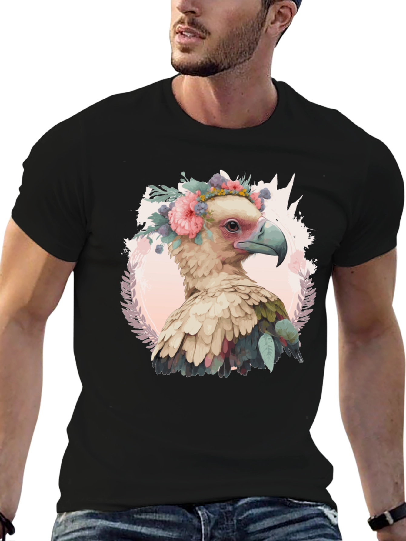 Bird with Flower Crown Graphic Tee