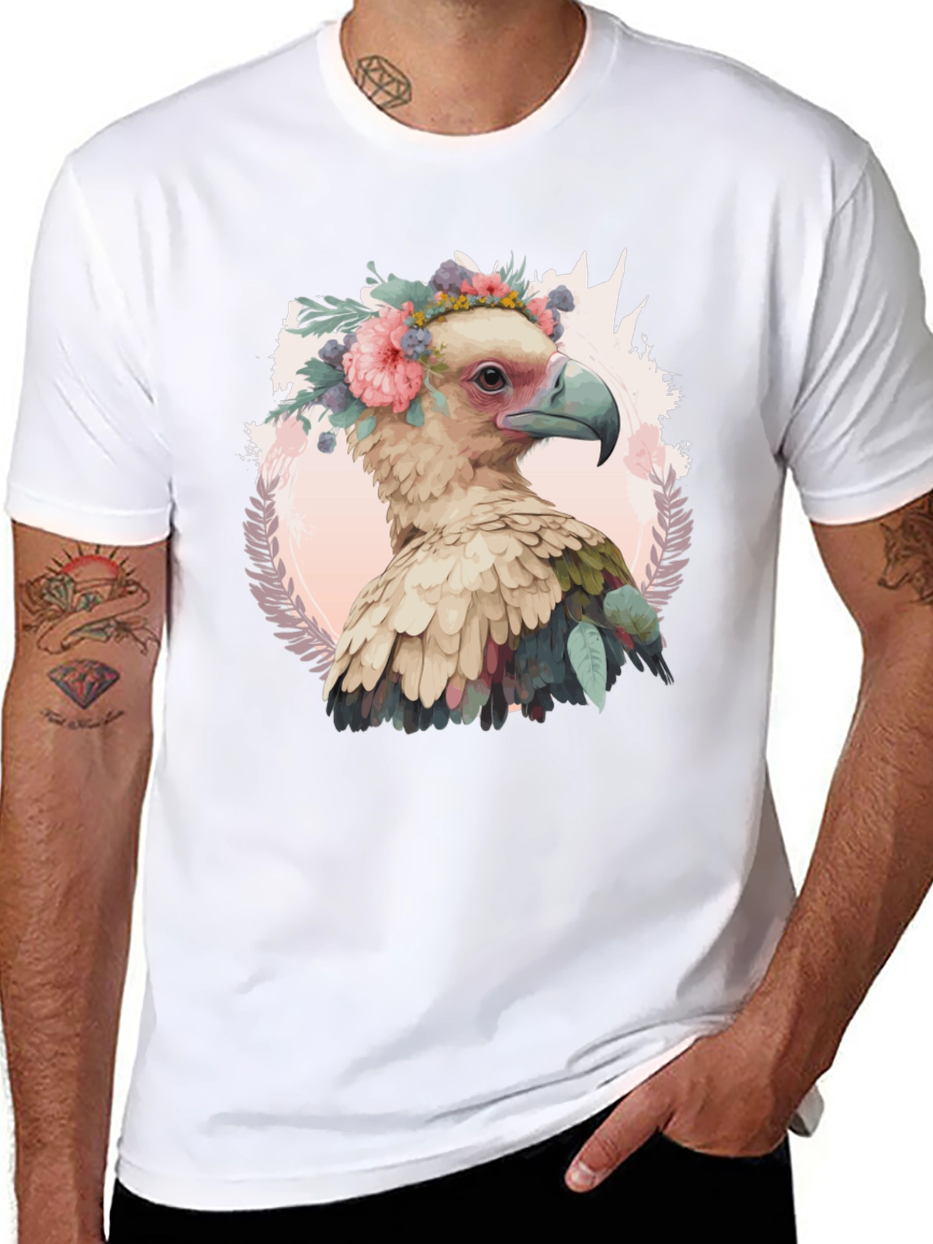 Bird with Flower Crown Graphic Tee