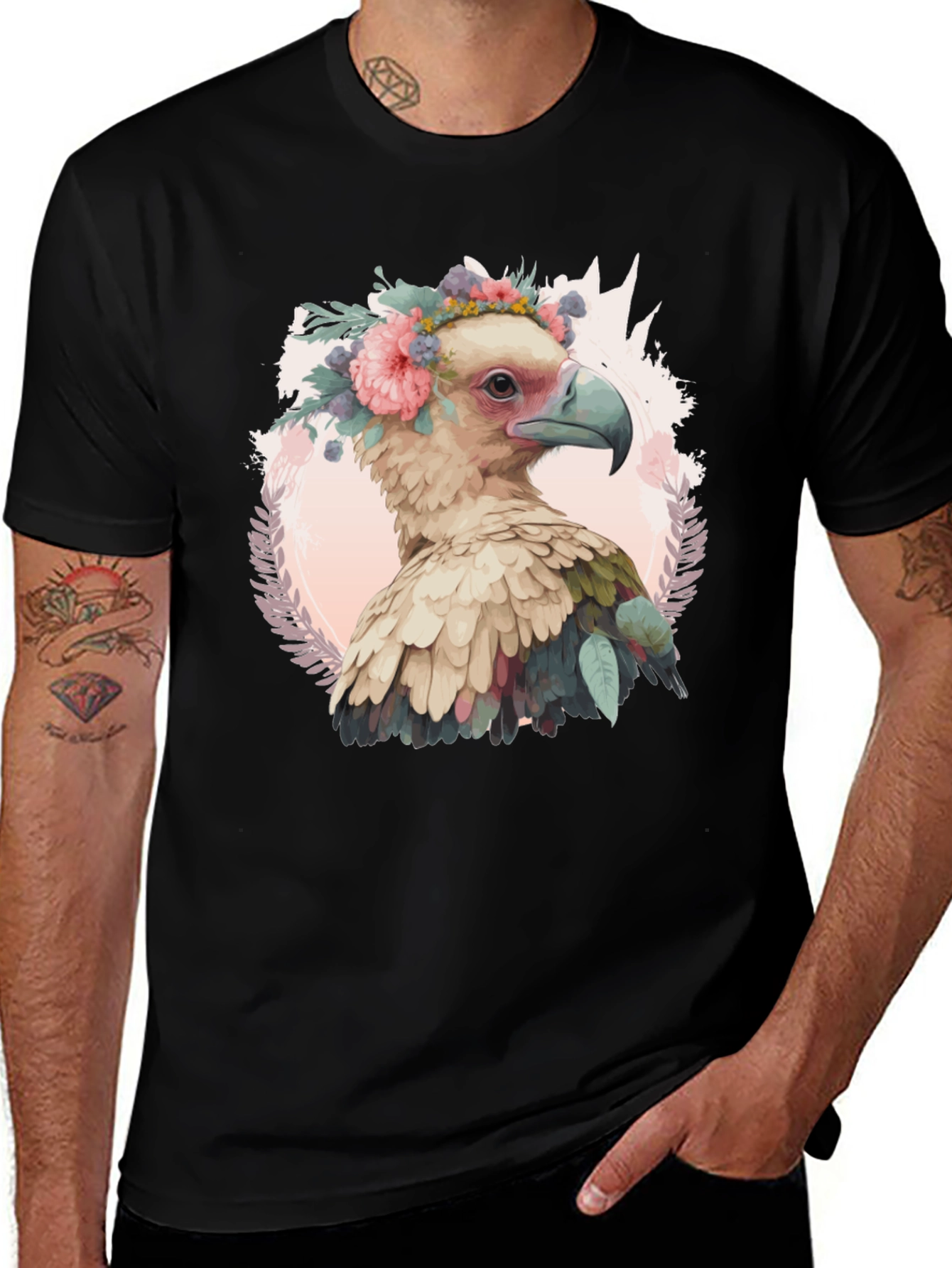 Bird with Flower Crown Graphic Tee
