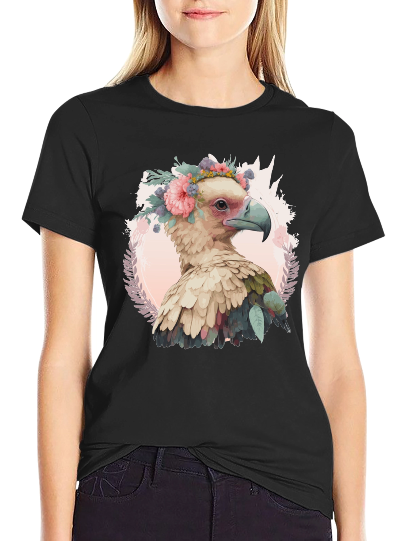 Bird with Flower Crown Graphic Tee