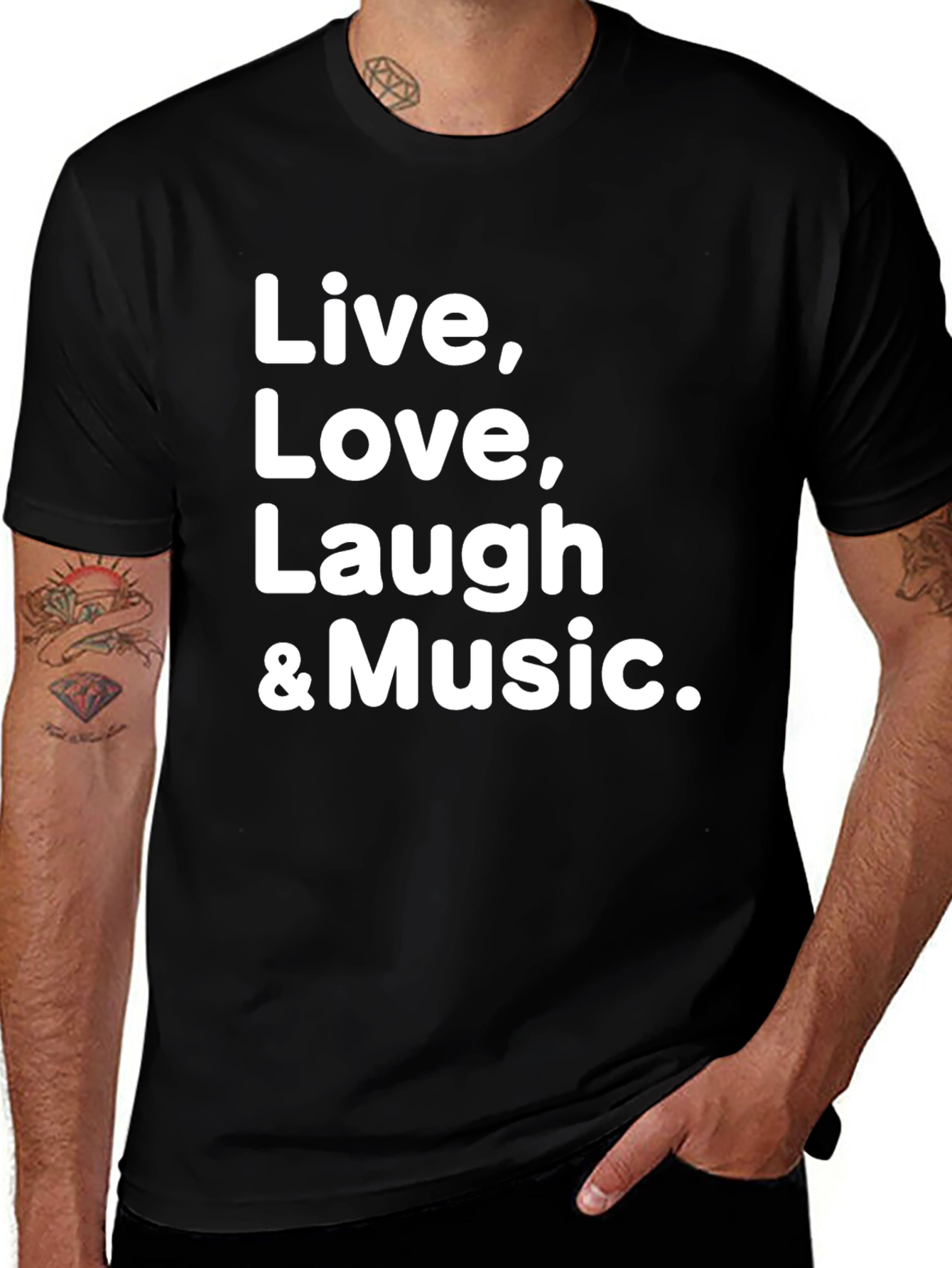 Live Love Laugh & Music Black T-Shirt