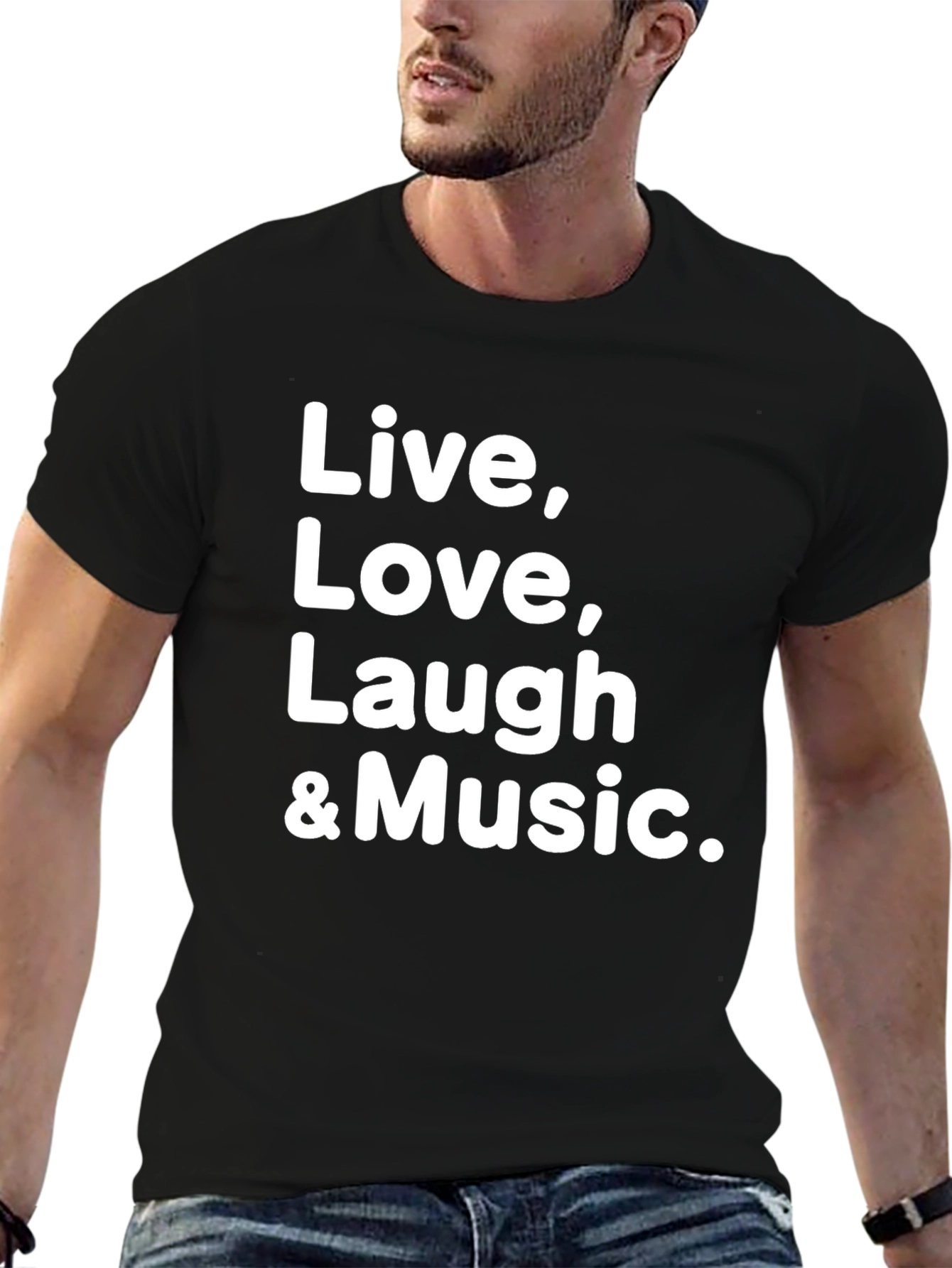 Live Love Laugh & Music Black T-Shirt