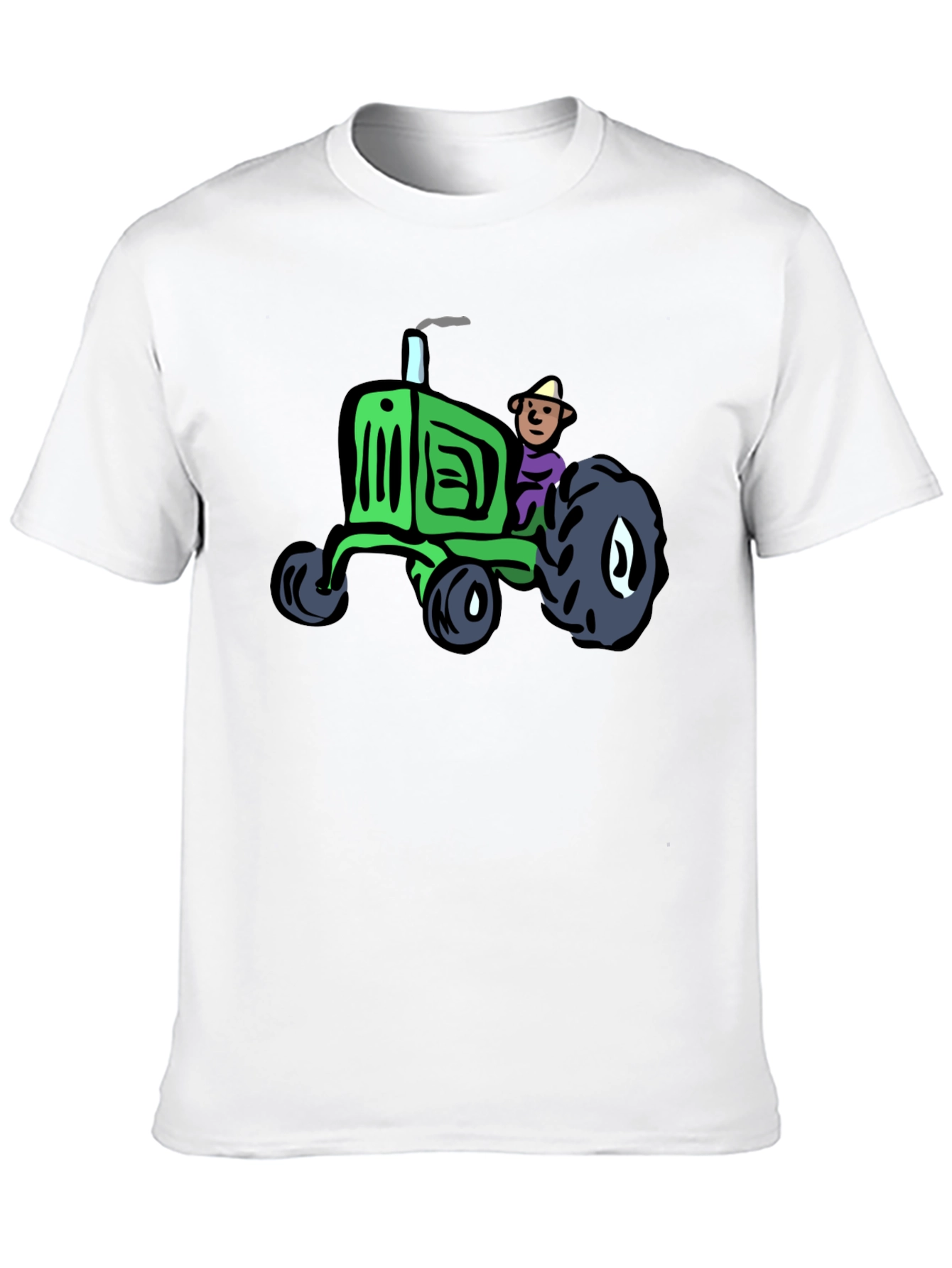 Cartoon Tractor Graphic Tee - Black