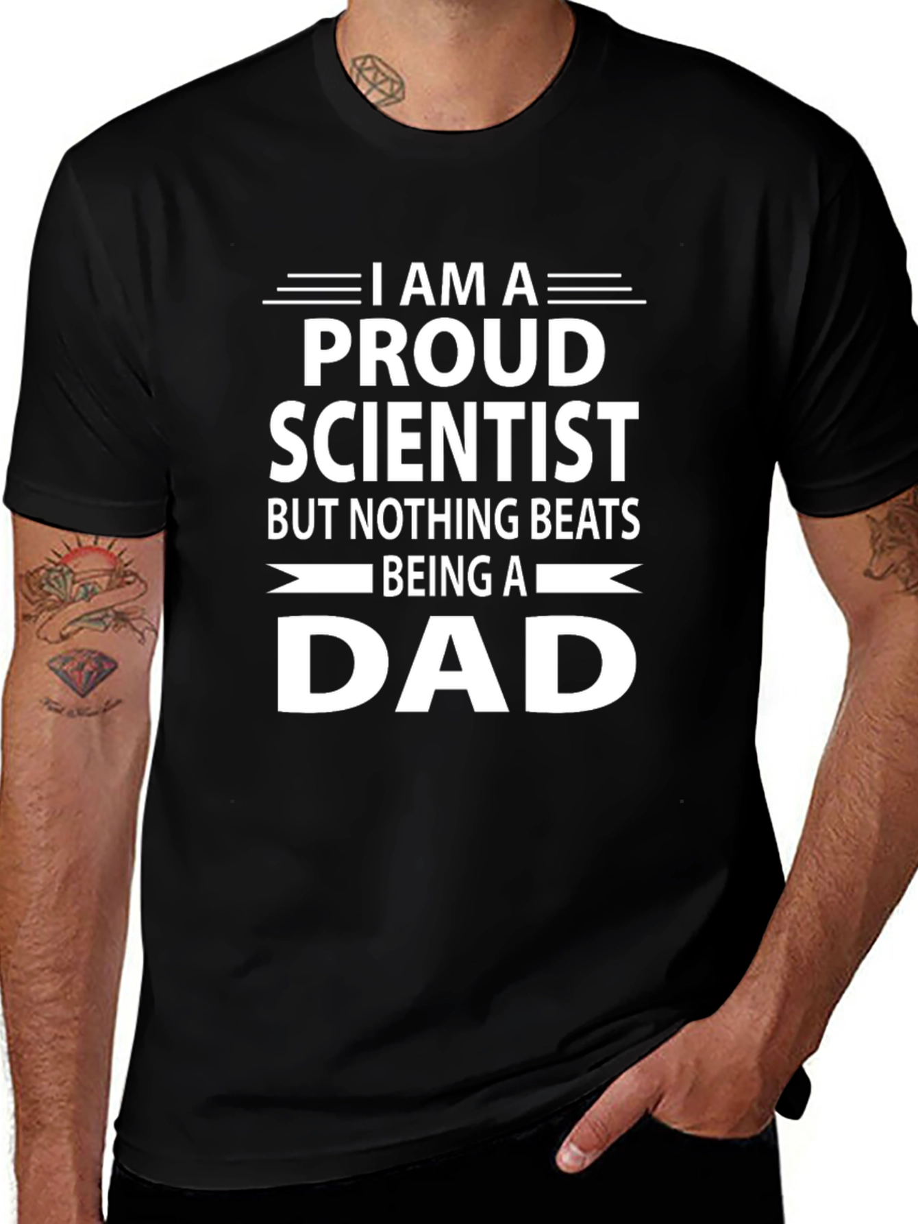 Proud Scientist Dad T-Shirt - Black Cotton Blend