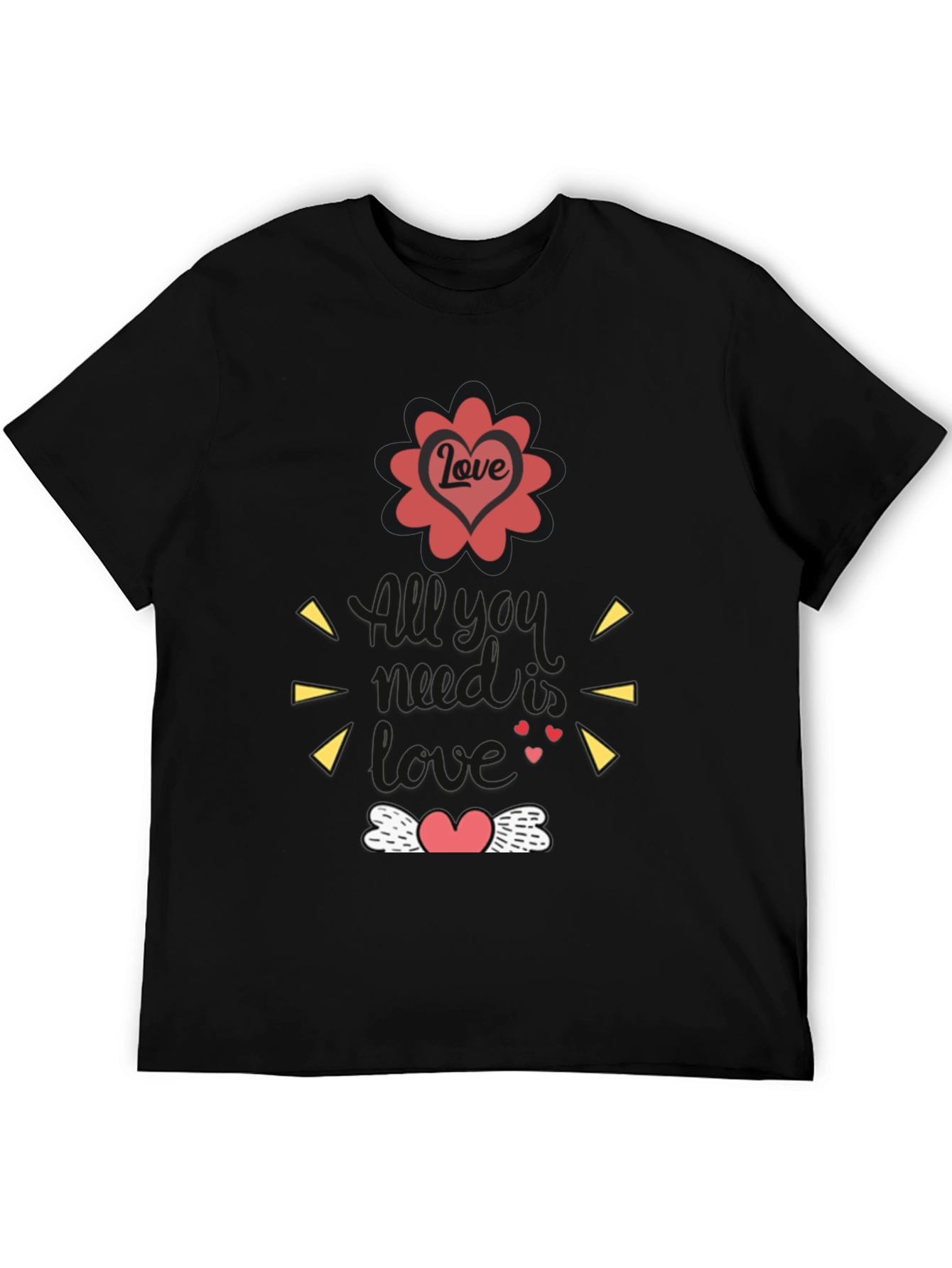All You Need Is Love Black Graphic T-Shirt