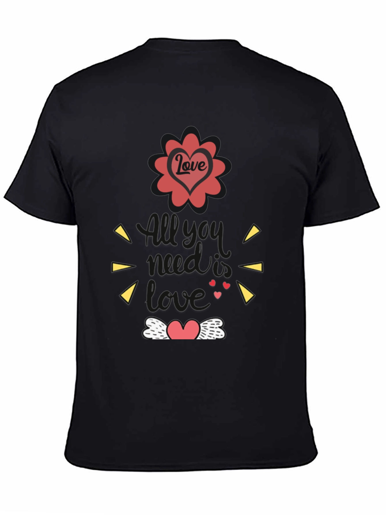 All You Need Is Love Black Graphic T-Shirt