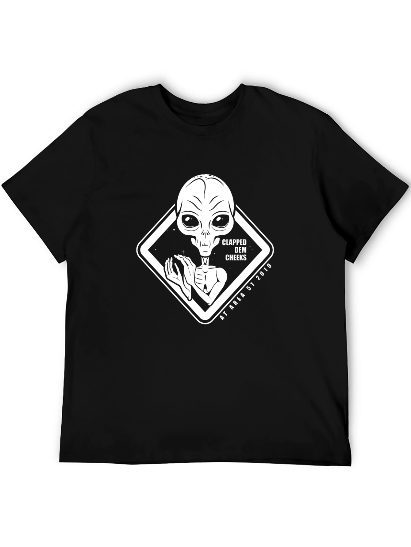 Area 51 Alien Clapped Dem Cheeks Black T-Shirt
