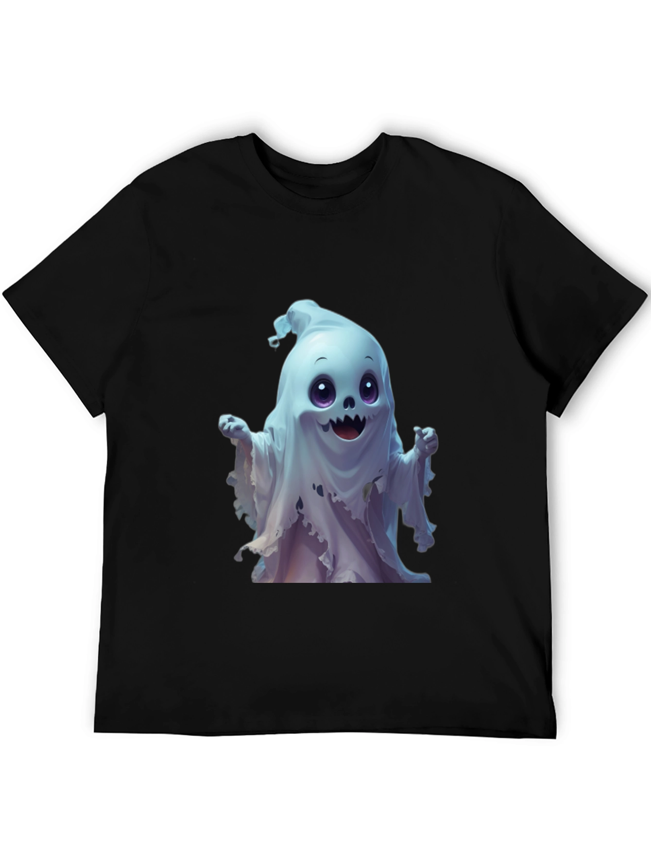 Spooky Cute Ghost Graphic Tee - Black