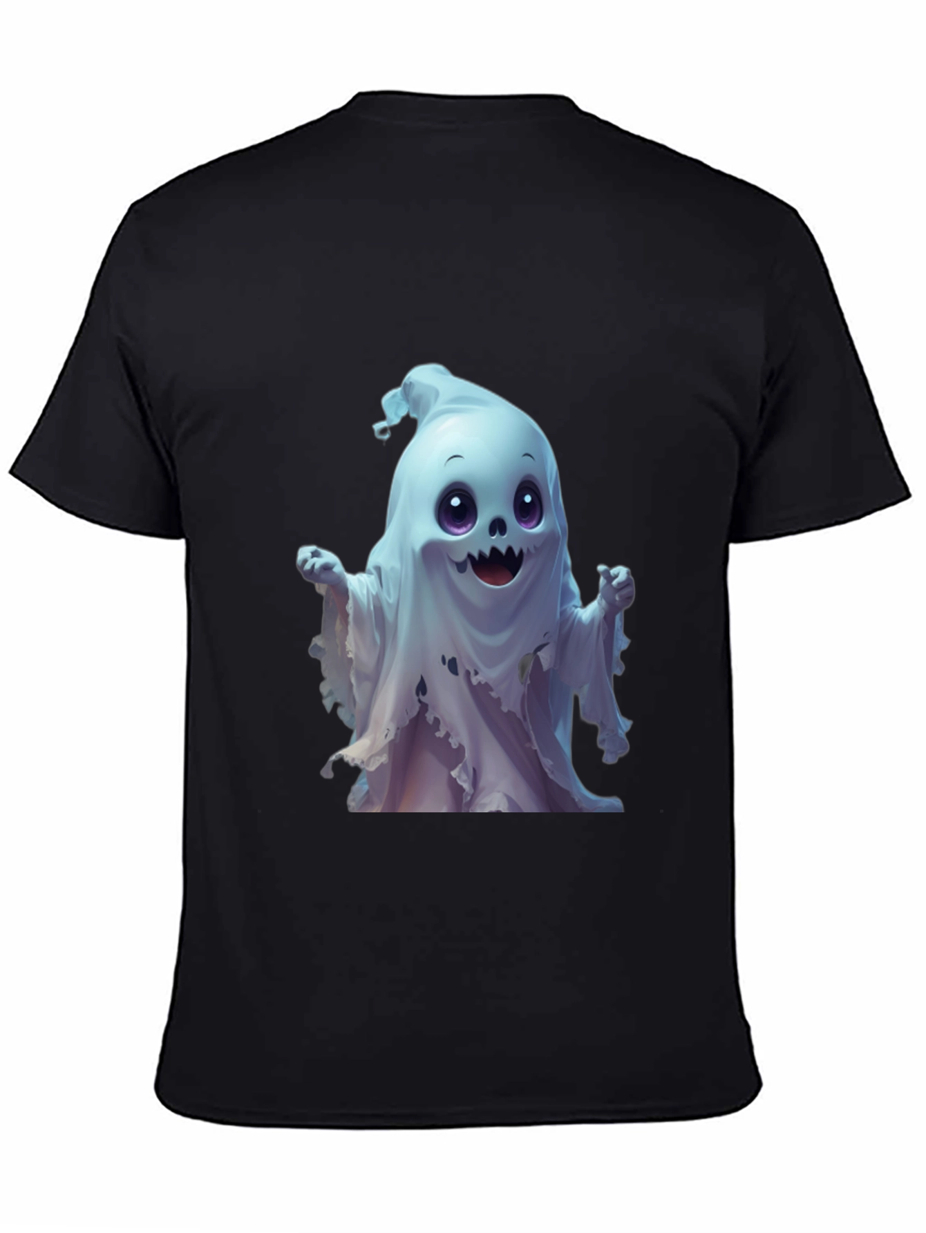 Spooky Cute Ghost Graphic Tee - Black