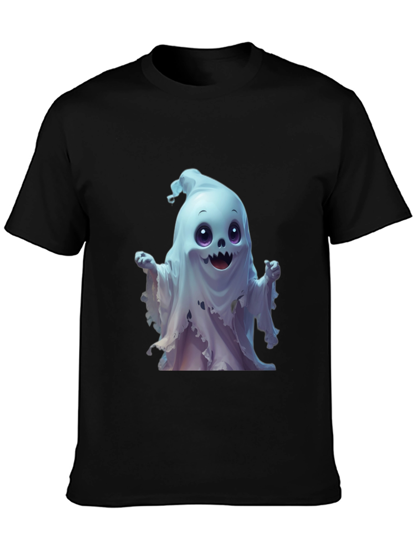 Spooky Cute Ghost Graphic Tee - Black