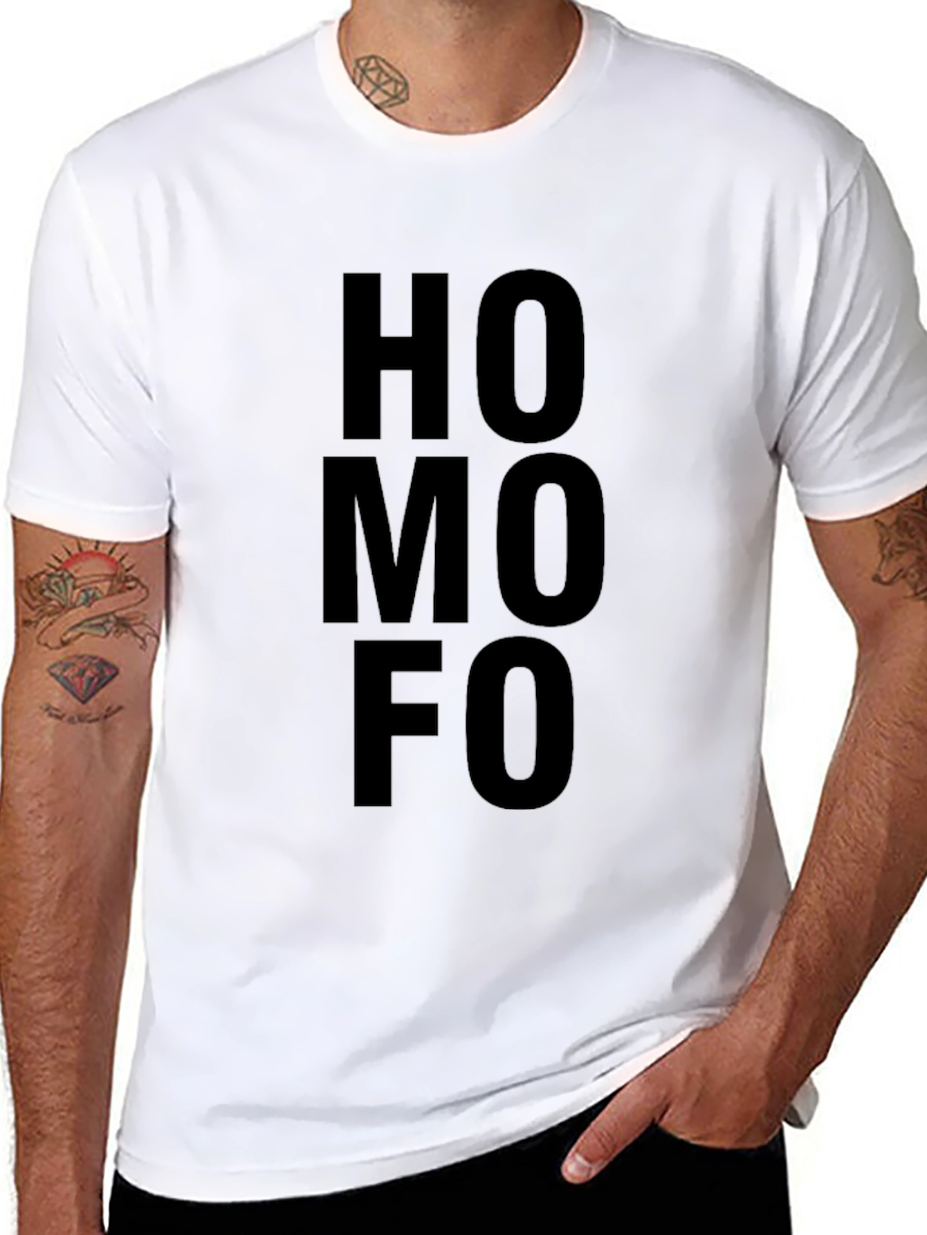 Humorous HOMO FO Graphic Black T-Shirt