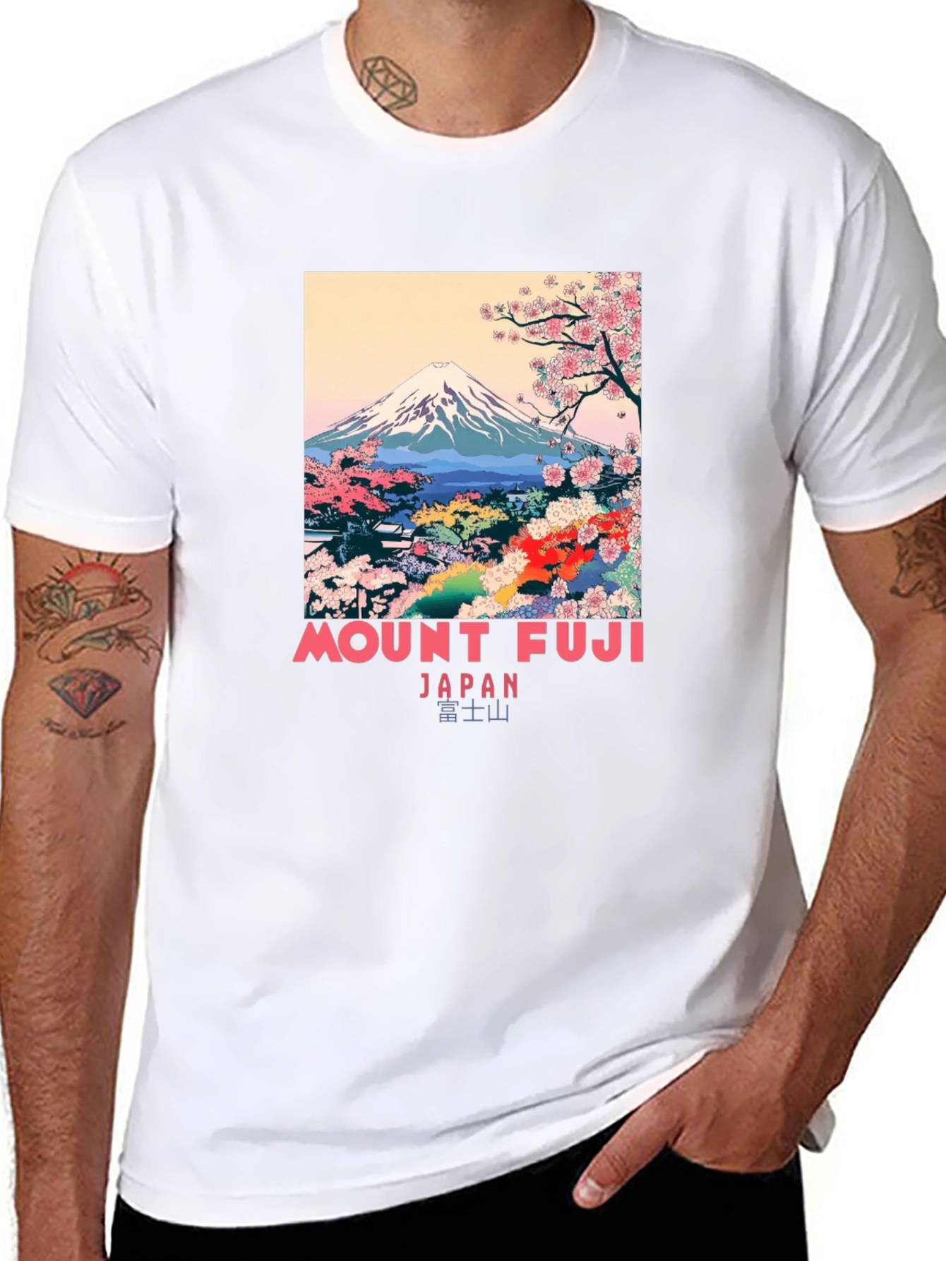 Mount Fuji Japan Graphic Black T-Shirt