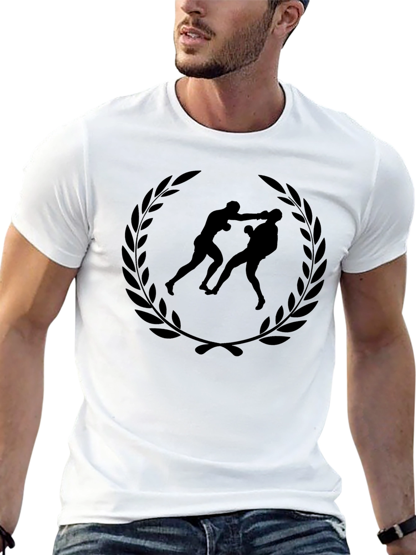 Boxing Laurel T-Shirt - Black Graphic Tee