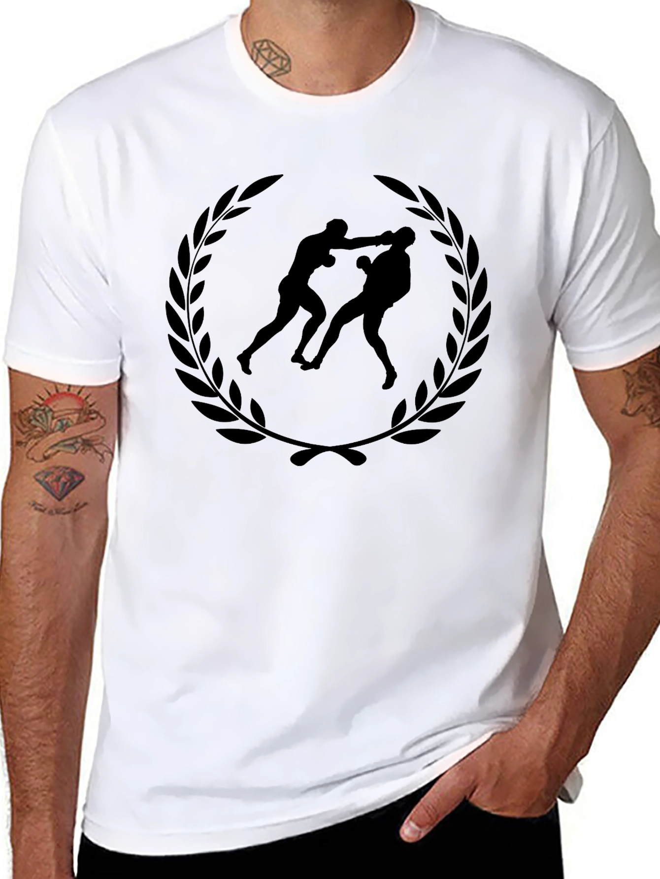 Boxing Laurel T-Shirt - Black Graphic Tee