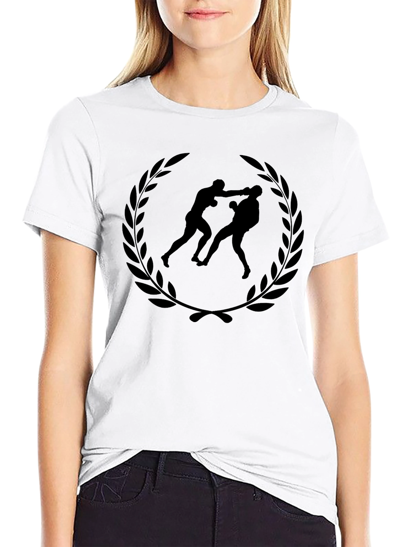 Boxing Laurel T-Shirt - Black Graphic Tee