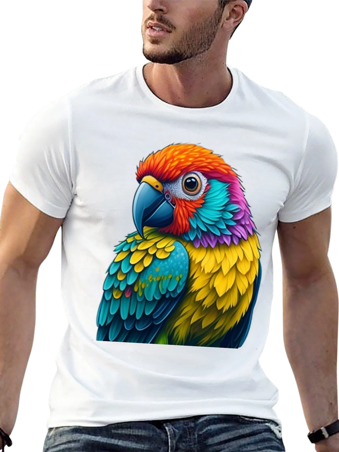 Vibrant Parrot Graphic Tee - Unique Bird Lovers T-Shirt