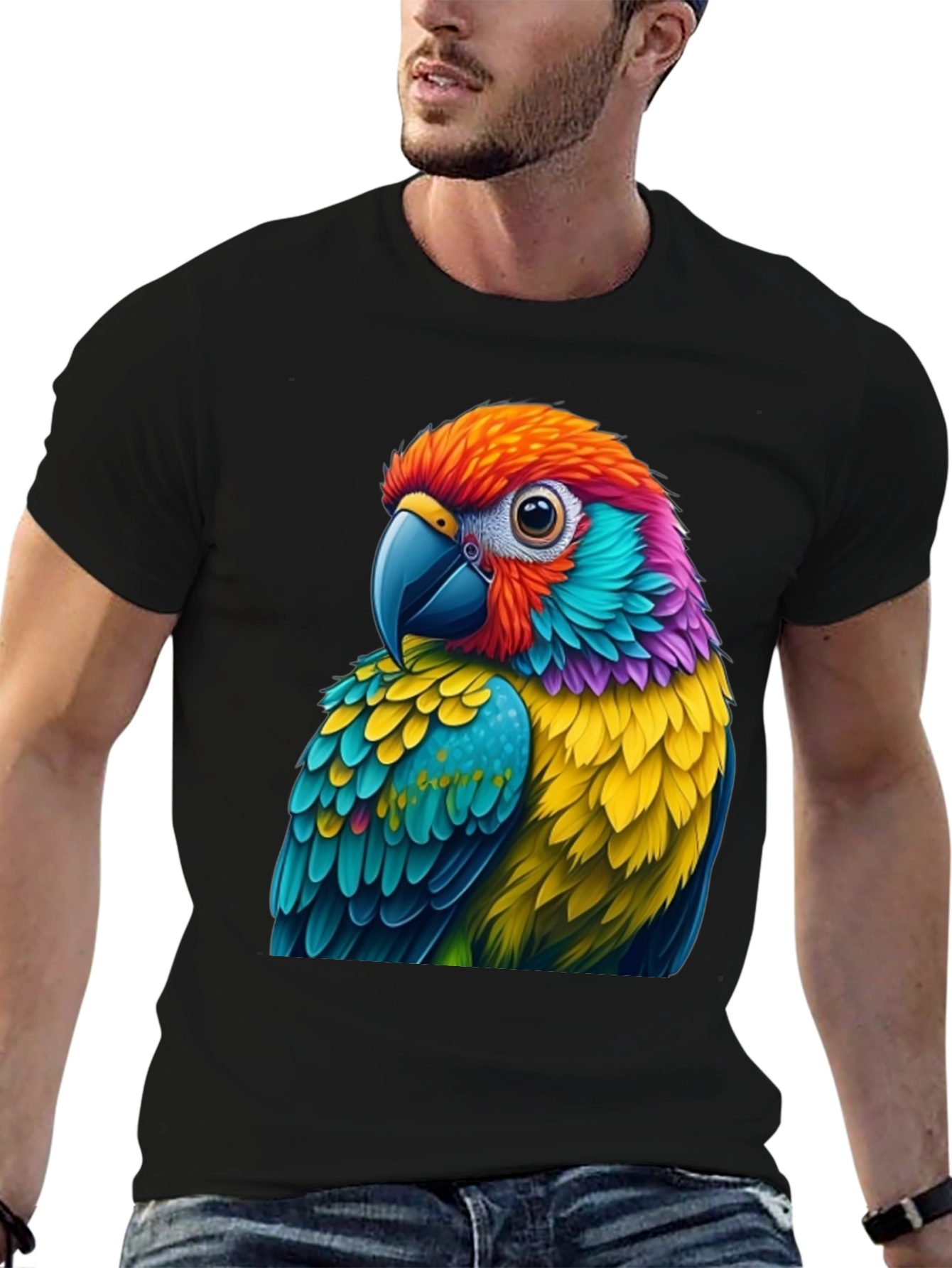 Vibrant Parrot Graphic Tee - Unique Bird Lovers T-Shirt