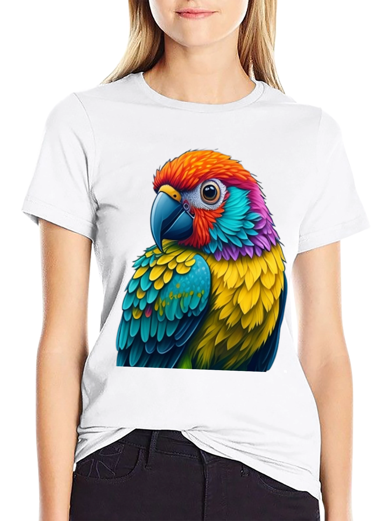Vibrant Parrot Graphic Tee - Unique Bird Lovers T-Shirt