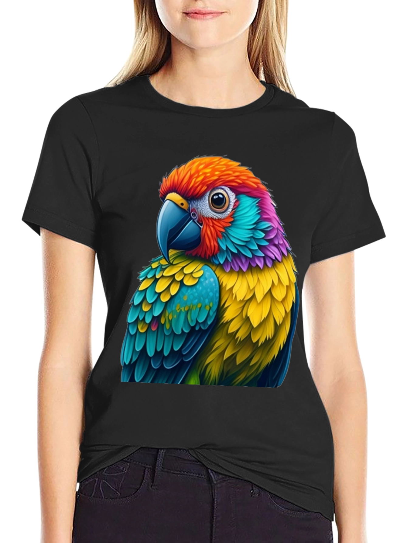 Vibrant Parrot Graphic Tee - Unique Bird Lovers T-Shirt