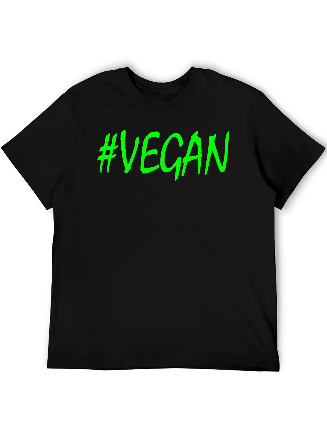 #Vegan Black T-Shirt - Bold Green Graphic Tee