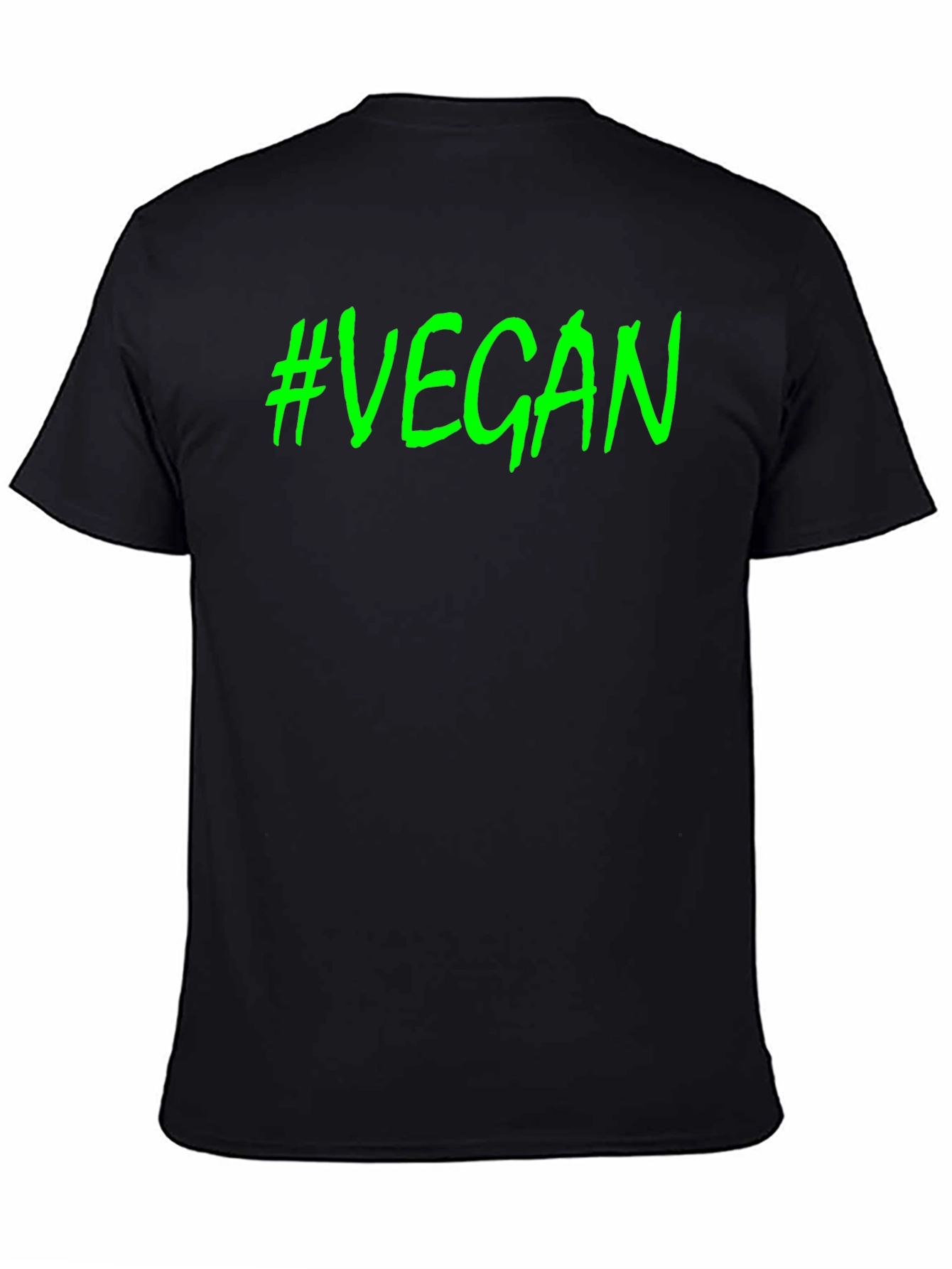 #Vegan Black T-Shirt - Bold Green Graphic Tee