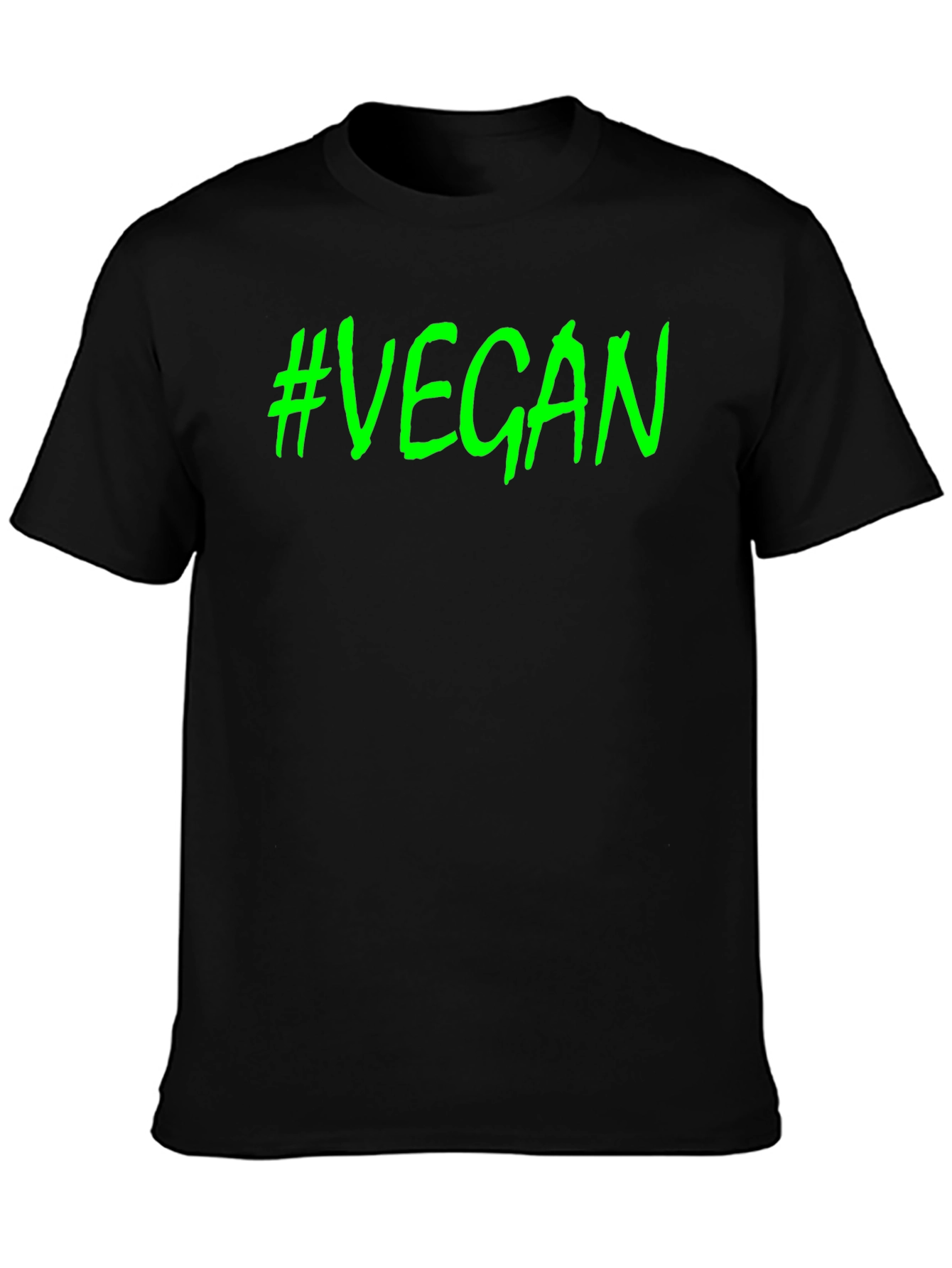 #Vegan Black T-Shirt - Bold Green Graphic Tee