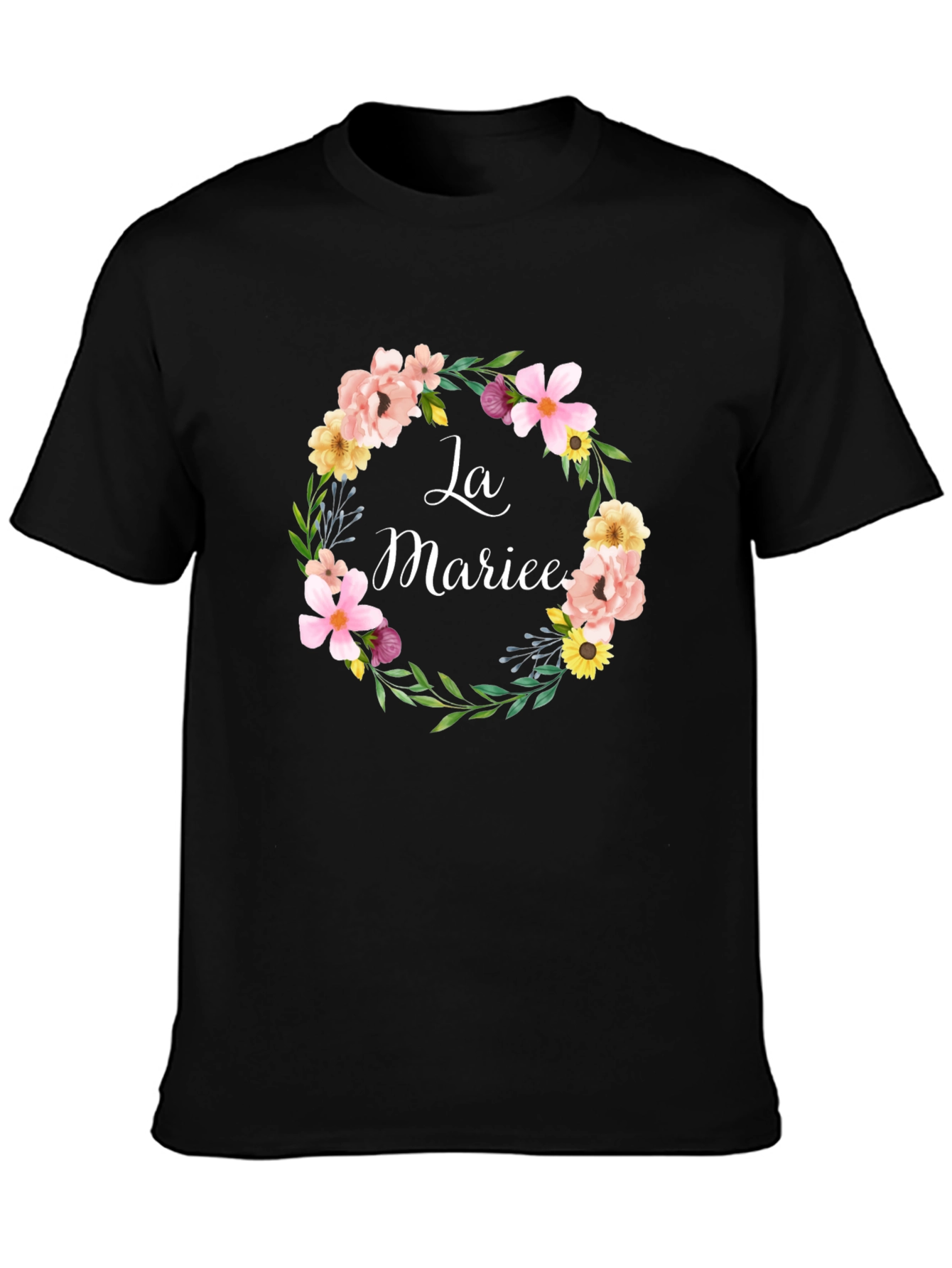 La Mariee Floral Wreath Bridal T-Shirt