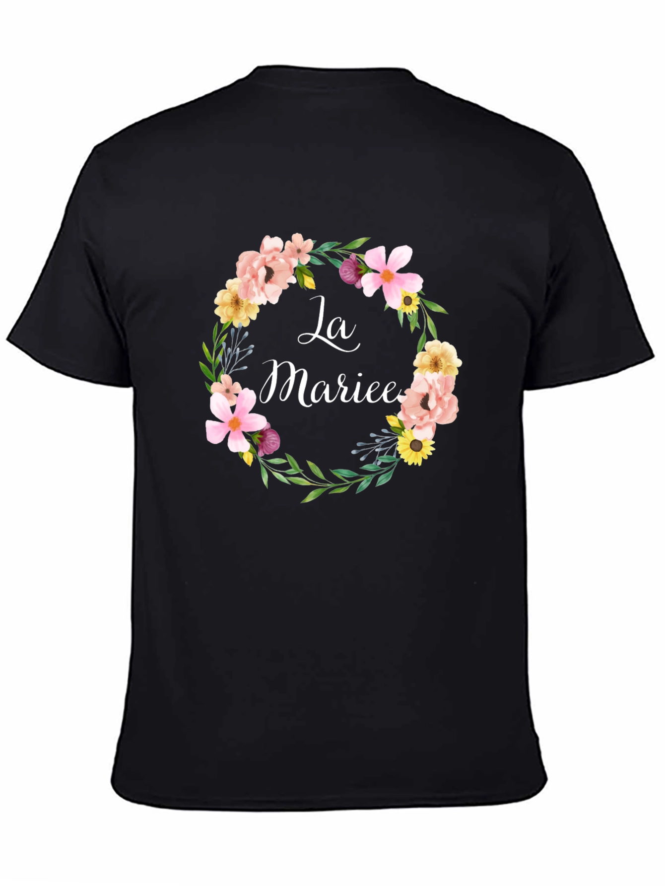 La Mariee Floral Wreath Bridal T-Shirt