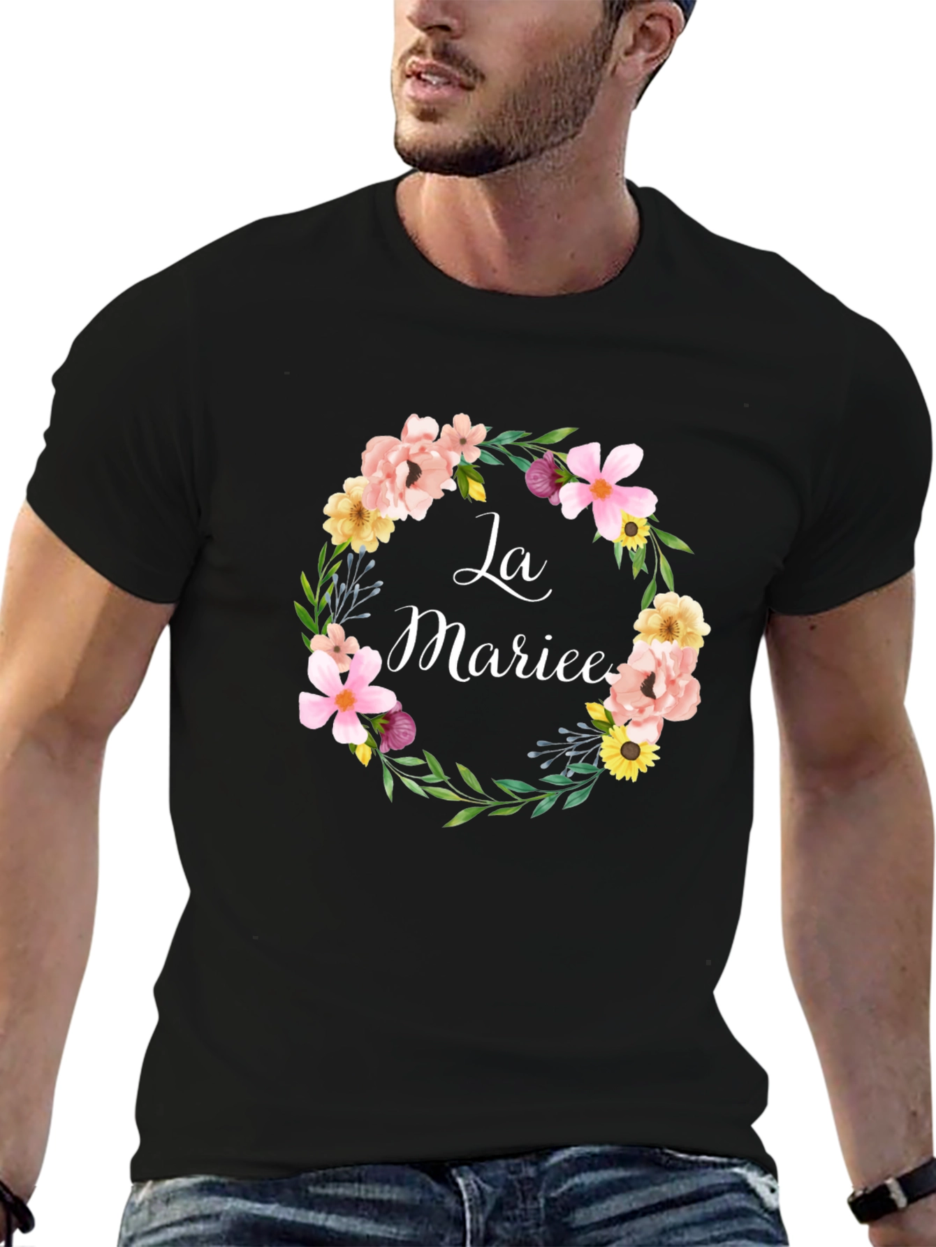 La Mariee Floral Wreath Bridal T-Shirt