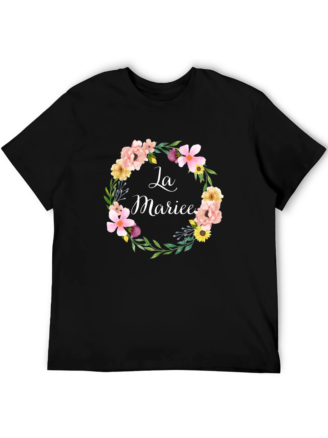 La Mariee Floral Wreath Bridal T-Shirt