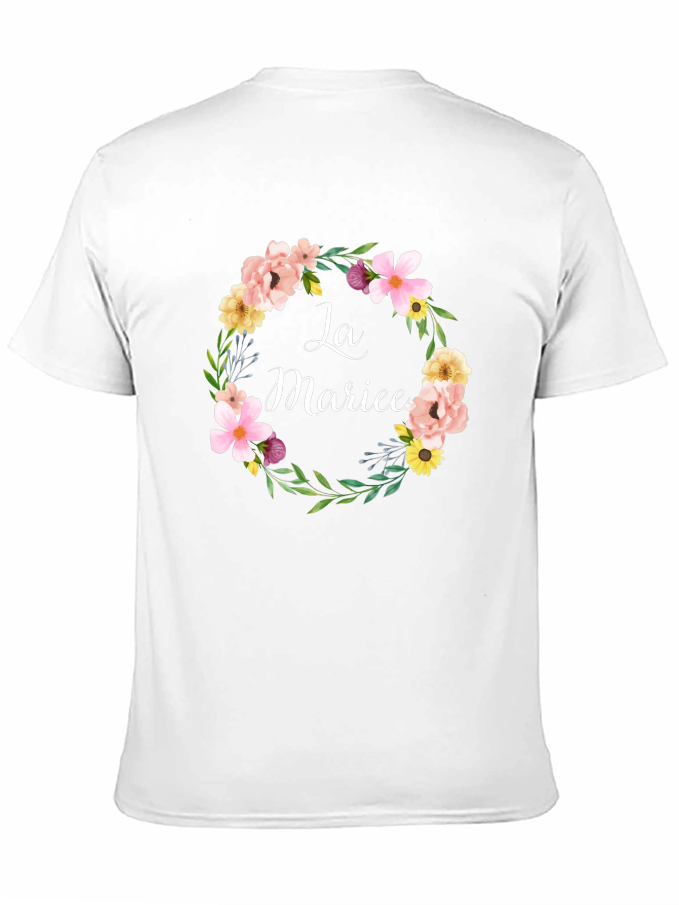 La Mariee Floral Wreath Bridal T-Shirt