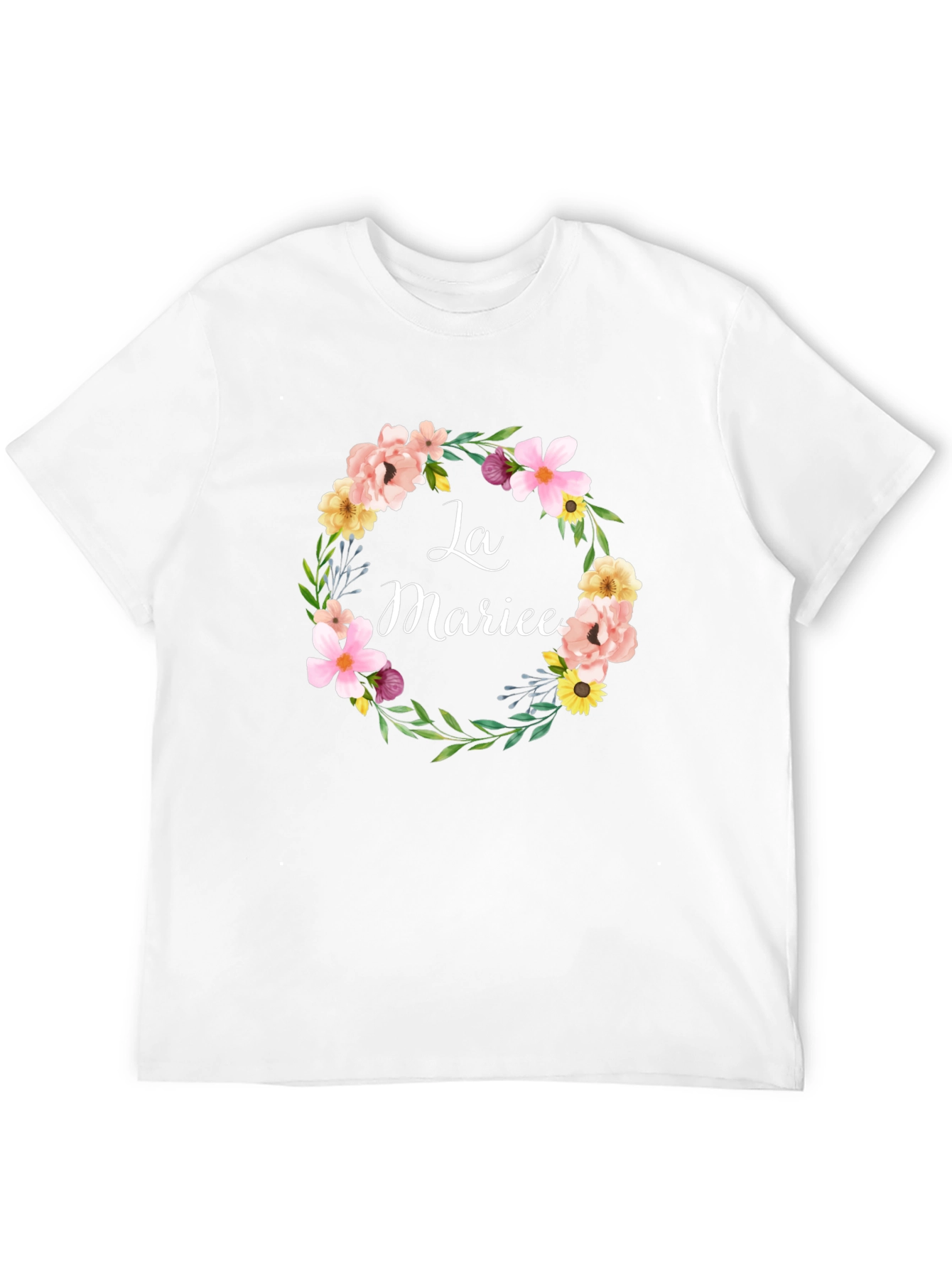 La Mariee Floral Wreath Bridal T-Shirt