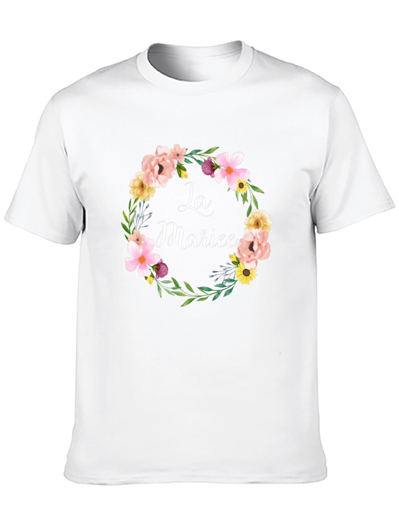 La Mariee Floral Wreath Bridal T-Shirt