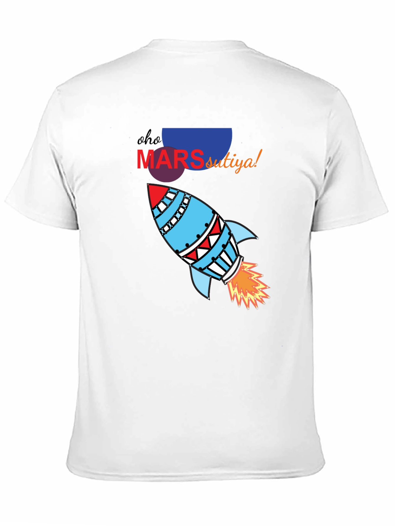 Mars Rocket Graphic T-Shirt - Black Cotton Blend
