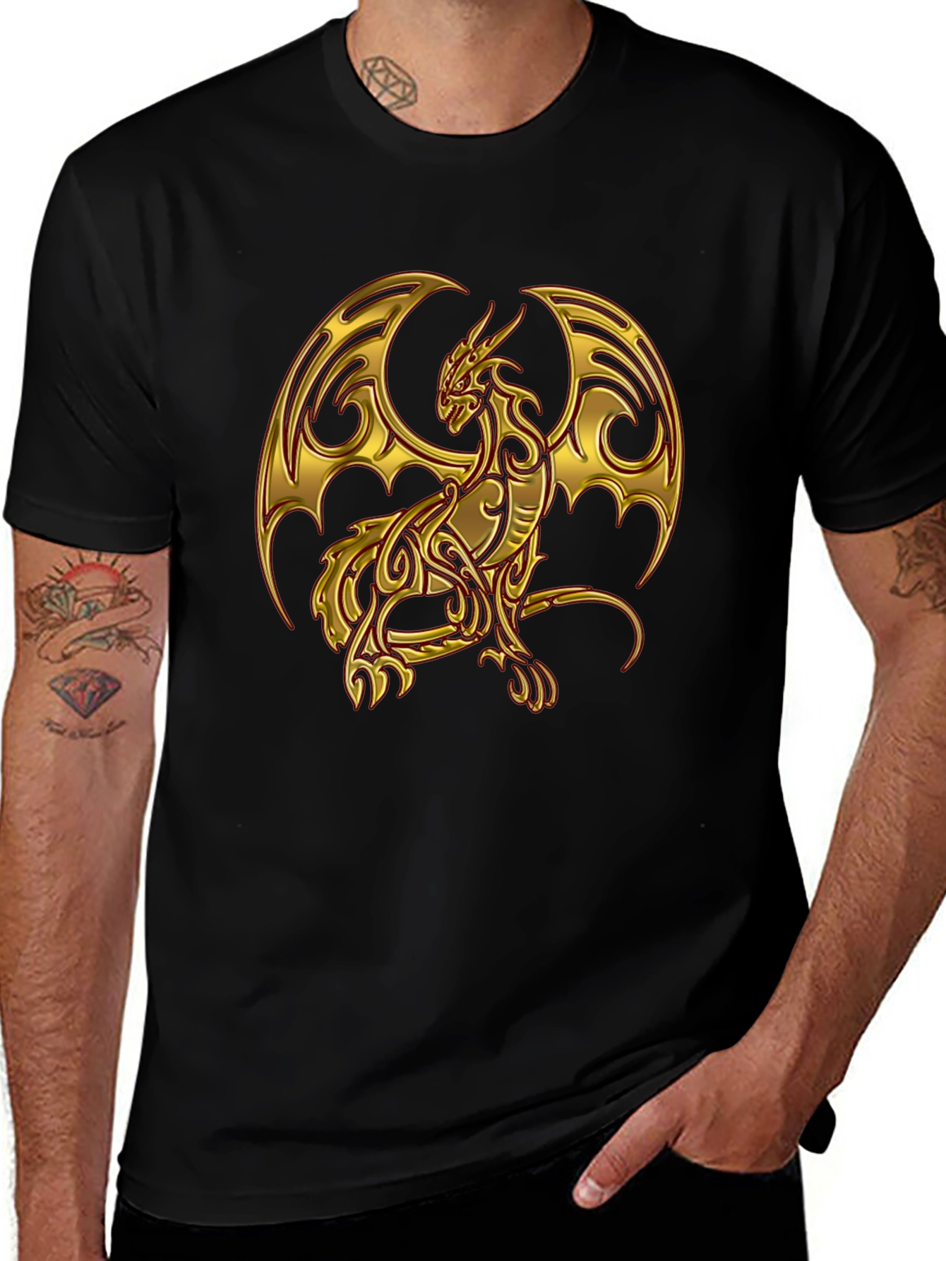Golden Dragon Graphic Tee - Unique Design