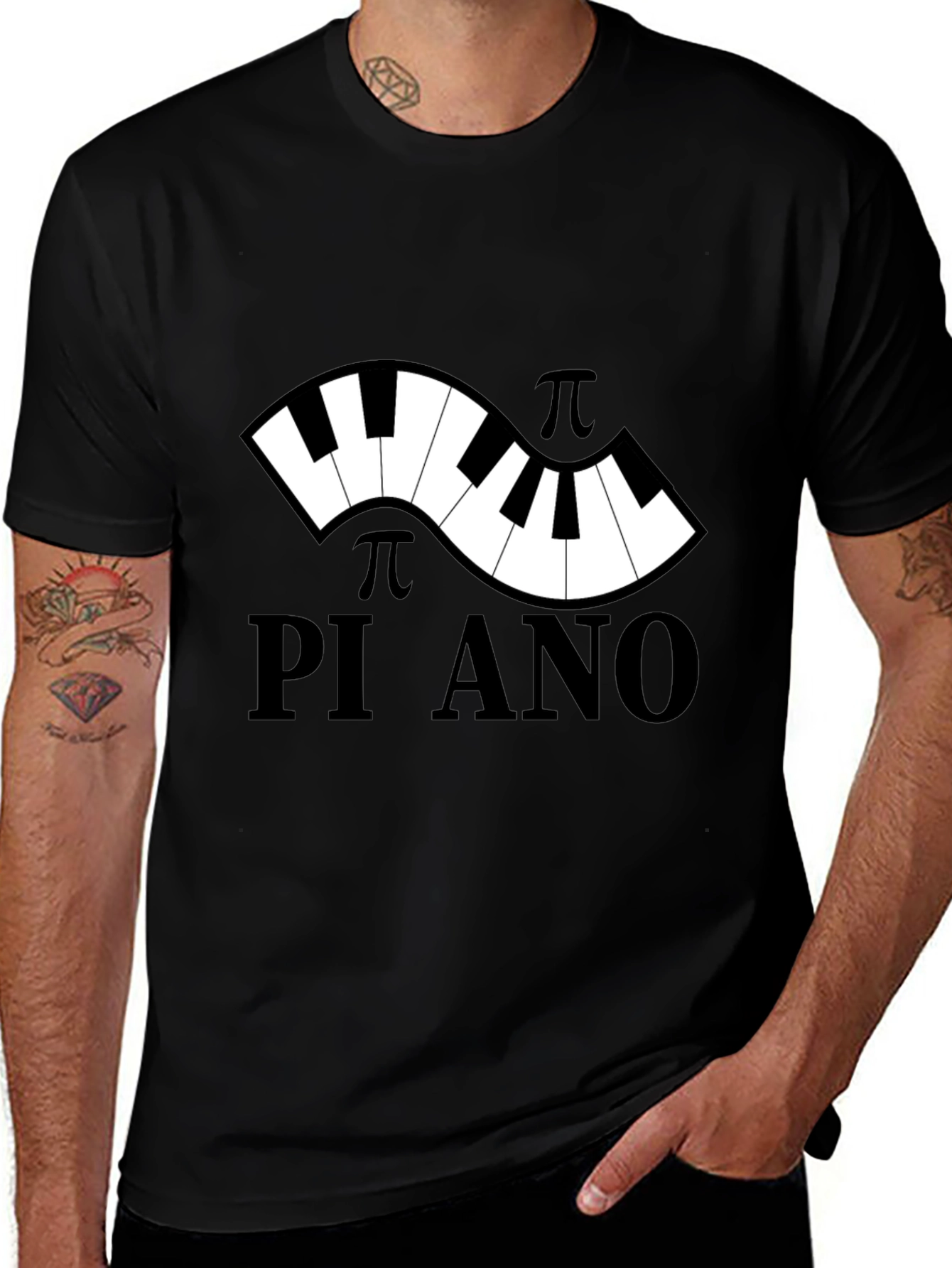 Pi-ano Black T-Shirt - Music & Math Lovers